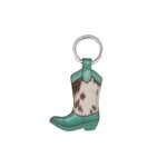 Leather Handbags and Accessories 6446 Turquoise Haircalf - Leather Boot Key Fob