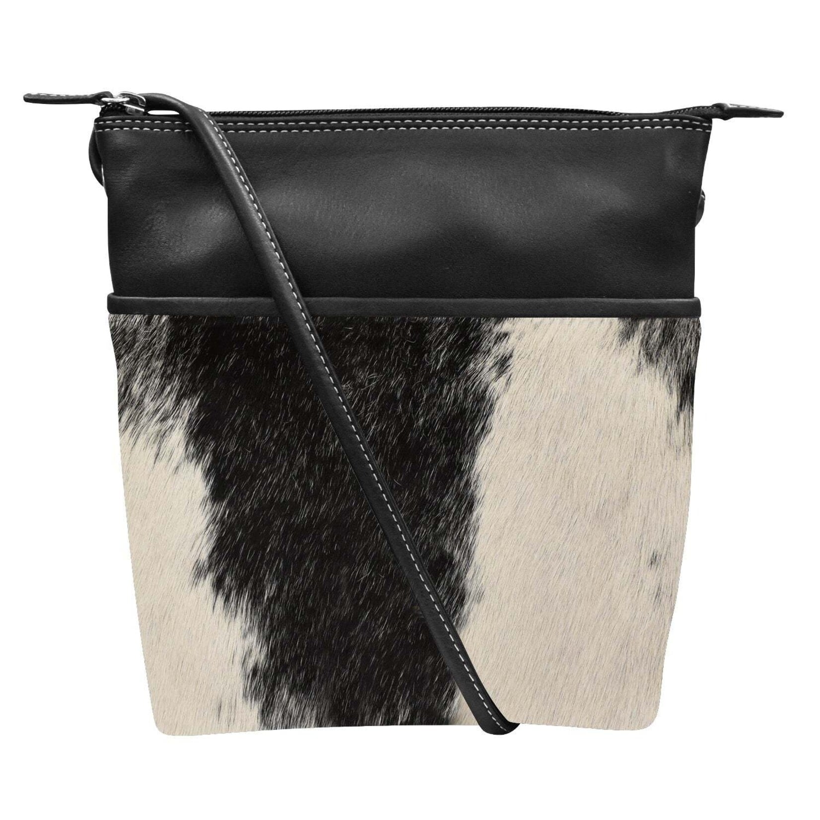 Leather Handbags and Accessories 6680 Black Haircalf - Leather Midi Sac