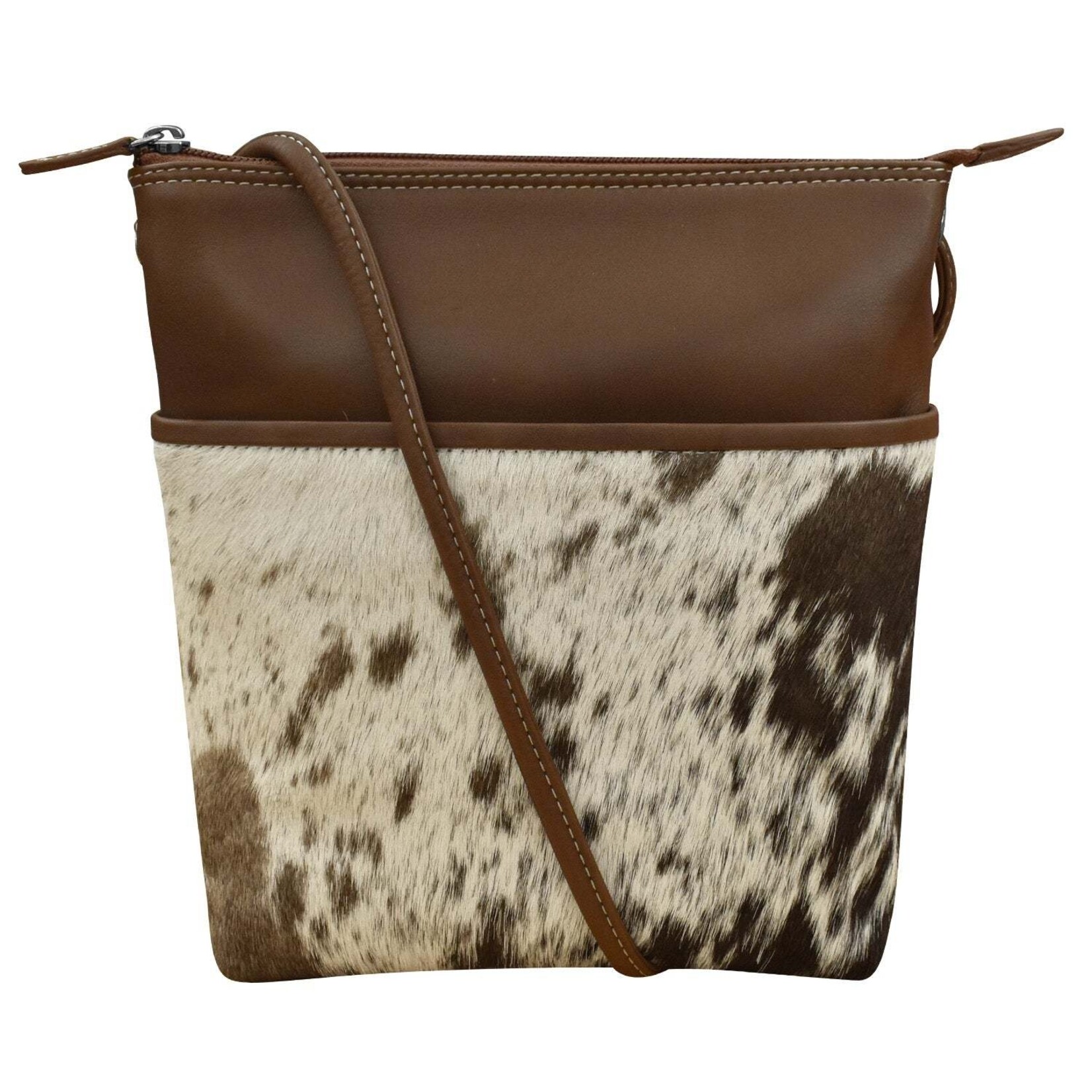 Leather Handbags and Accessories 6680 Toffee - Leather Midi Sac w / Hair On