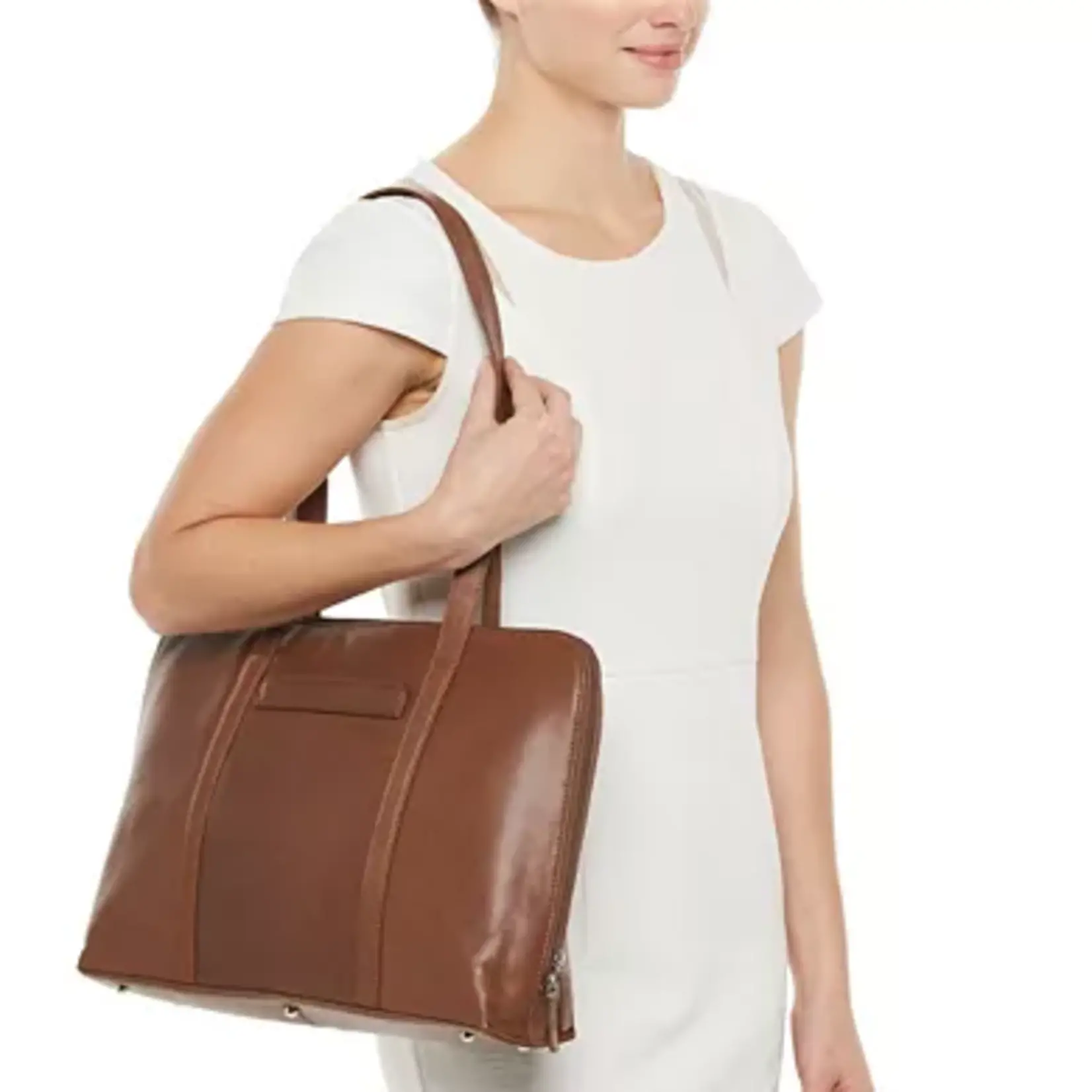 Leather Handbags and Accessories 6907 Toffee - Leather Laptop Bag