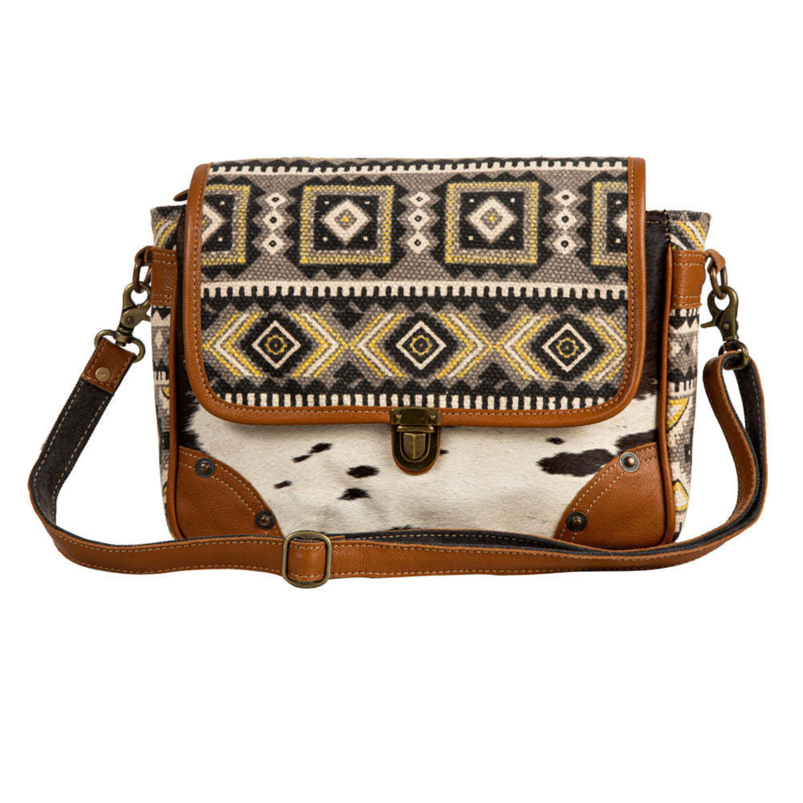 Myra Bags S-6748 Bison Ridge Messenger Bag With Hair-on Hide