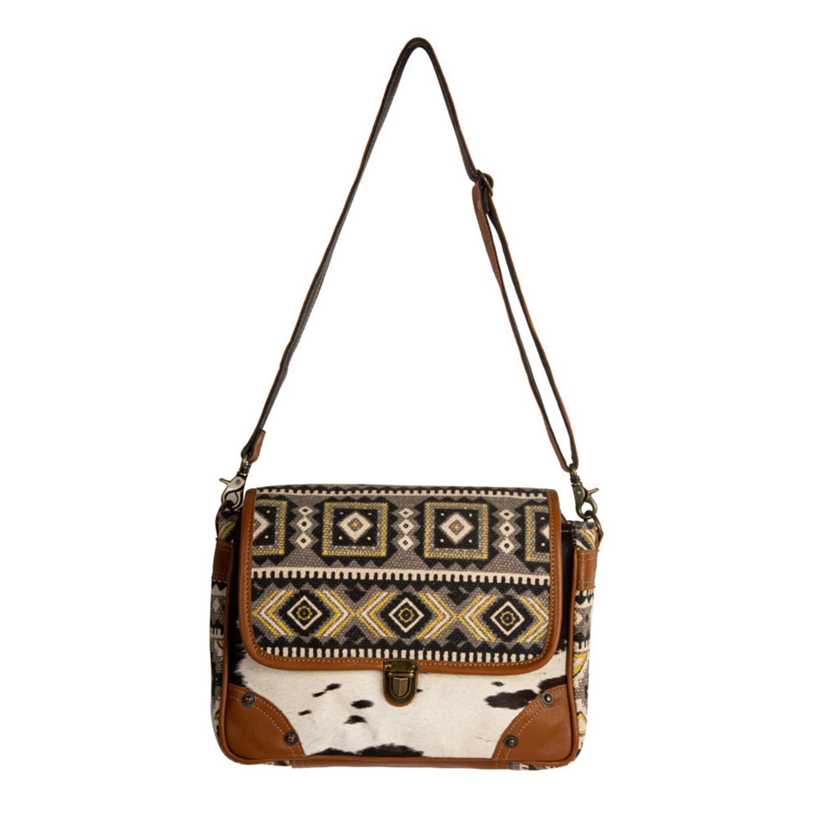 Myra Bags S-6748 Bison Ridge Messenger Bag With Hair-on Hide