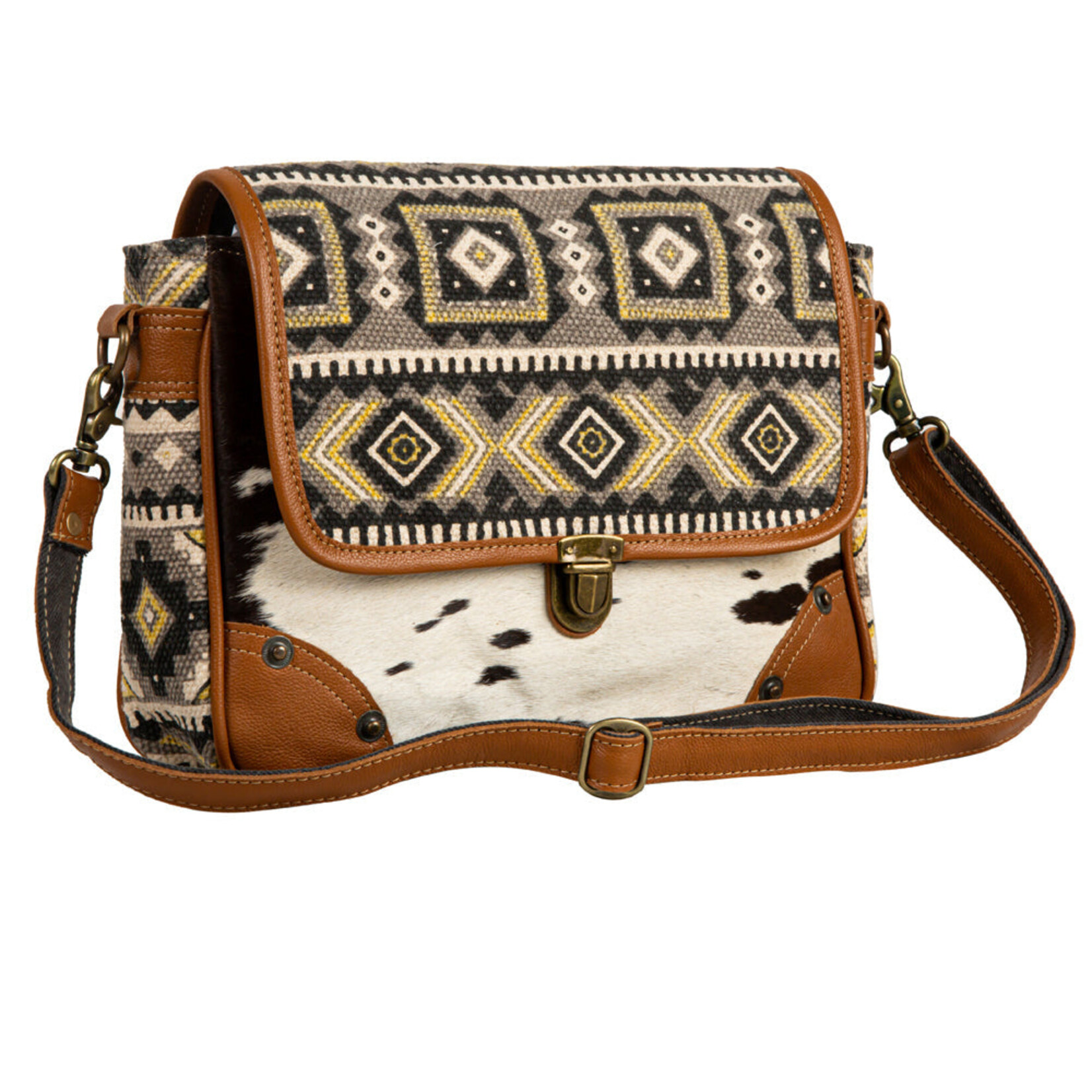 Myra Bags S-6748 Bison Ridge Messenger Bag With Hair-on Hide