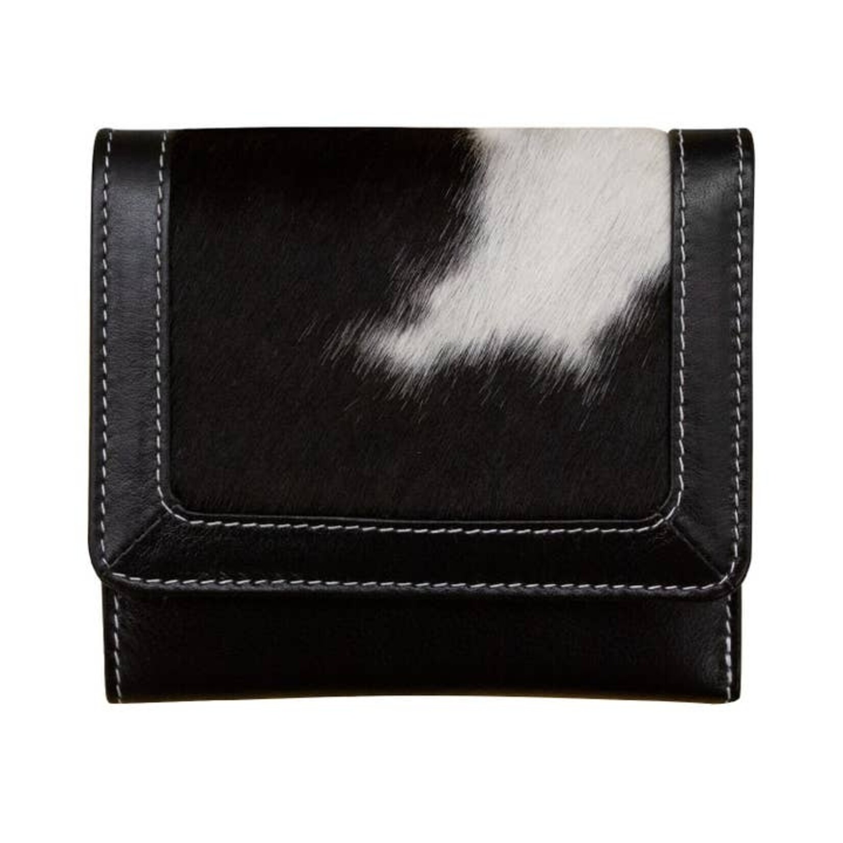 Leather Handbags and Accessories 7327 Haircalf Tri-Fold Wallet - Black