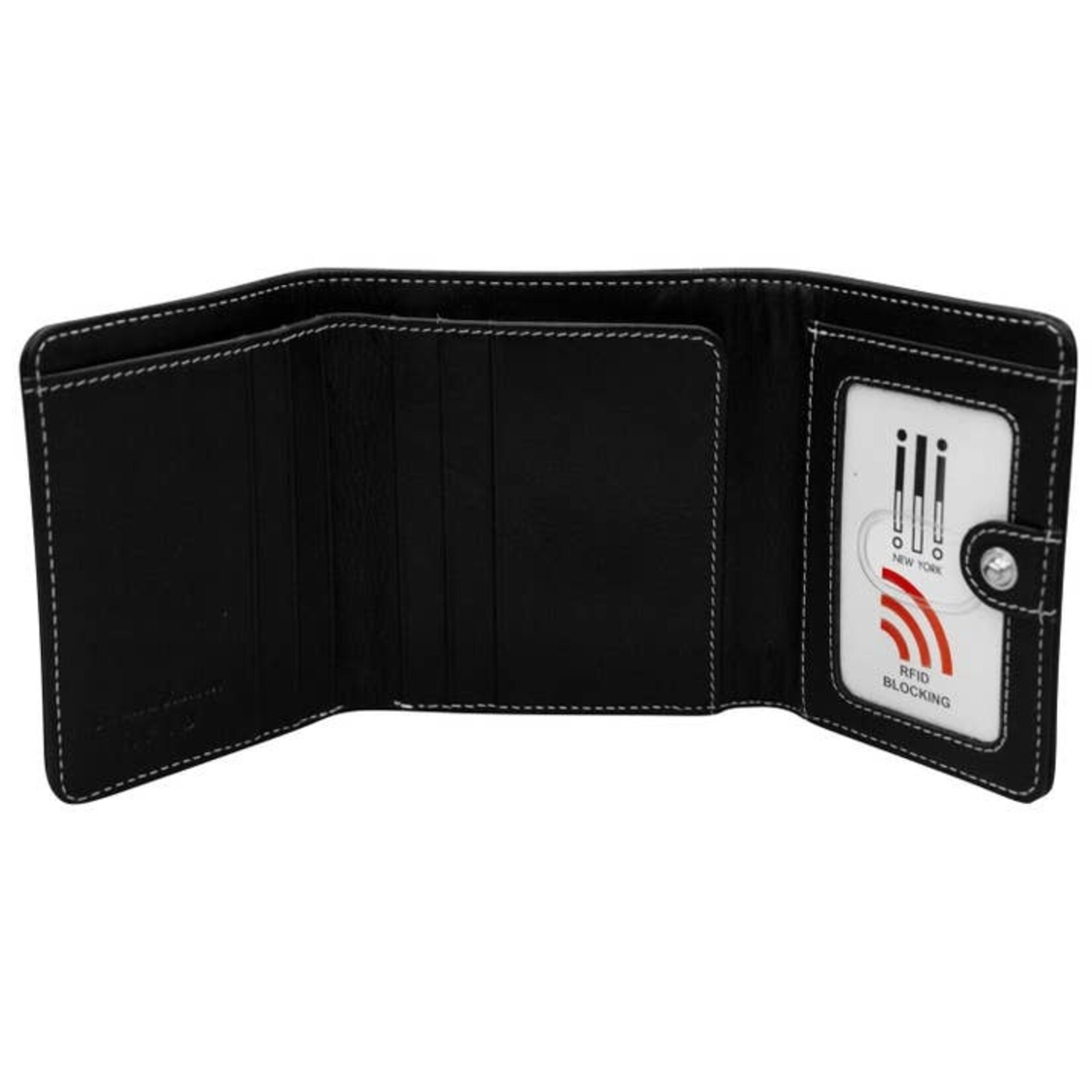 Leather Handbags and Accessories 7327 Haircalf Tri-Fold Wallet - Black
