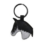 Leather Handbags and Accessories 6177 Black Haircalf - Horse Head Key Fob