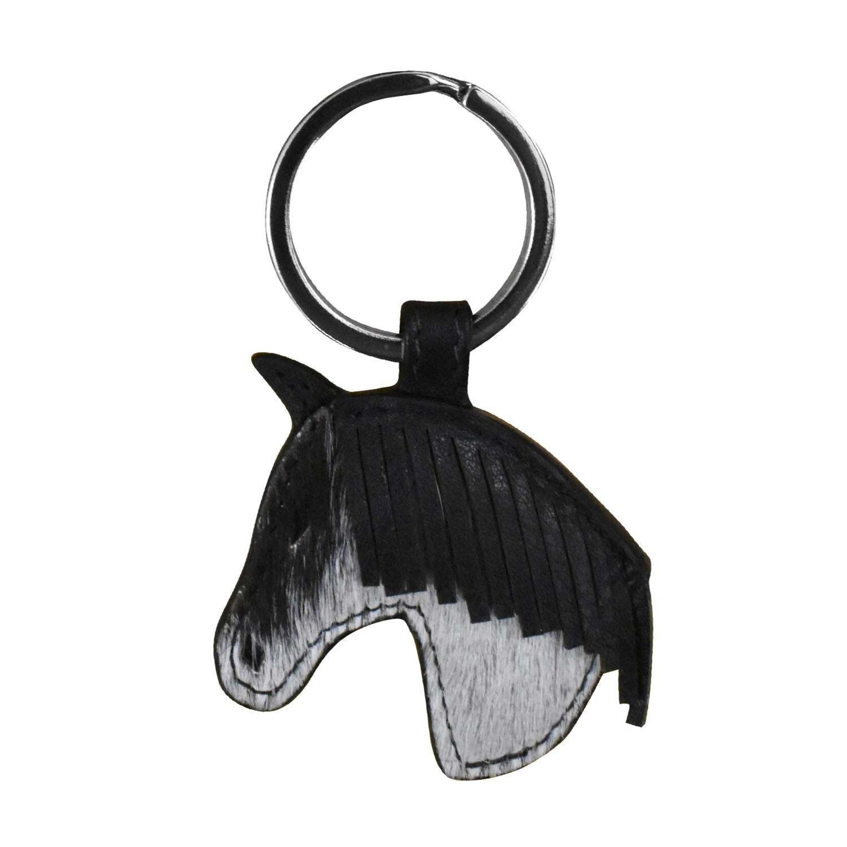 Leather Handbags and Accessories 6177 Black Haircalf - Horse Head Key Fob
