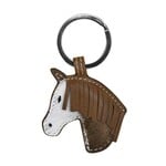 Leather Handbags and Accessories 6177 Toffee Haircalf - Horse Head Key Fob