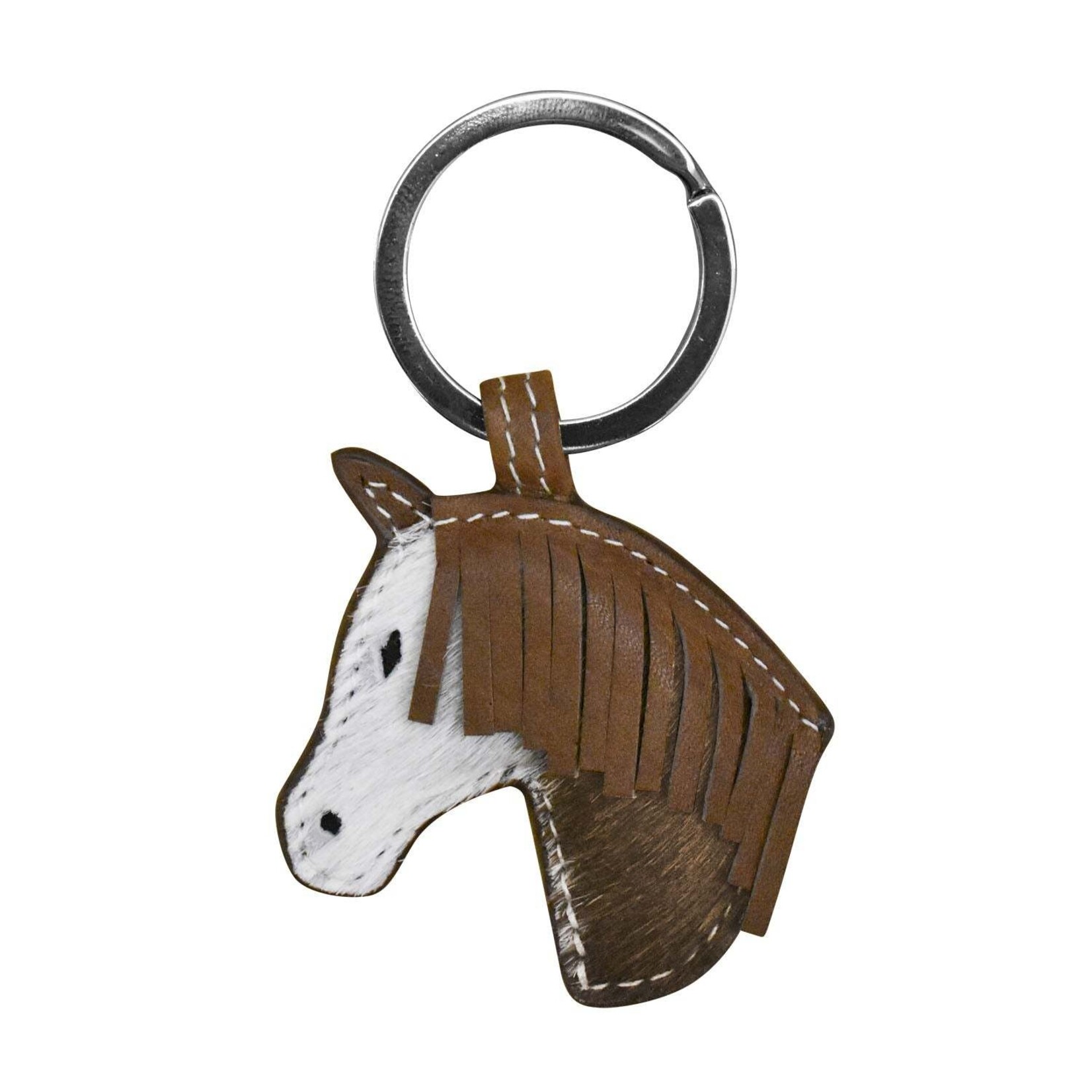Leather Handbags and Accessories 6177 Toffee Haircalf - Horse Head Key Fob