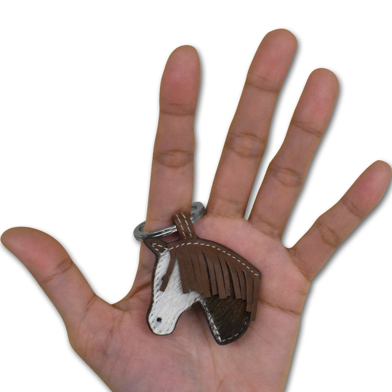 Leather Handbags and Accessories 6177 Toffee Haircalf - Horse Head Key Fob