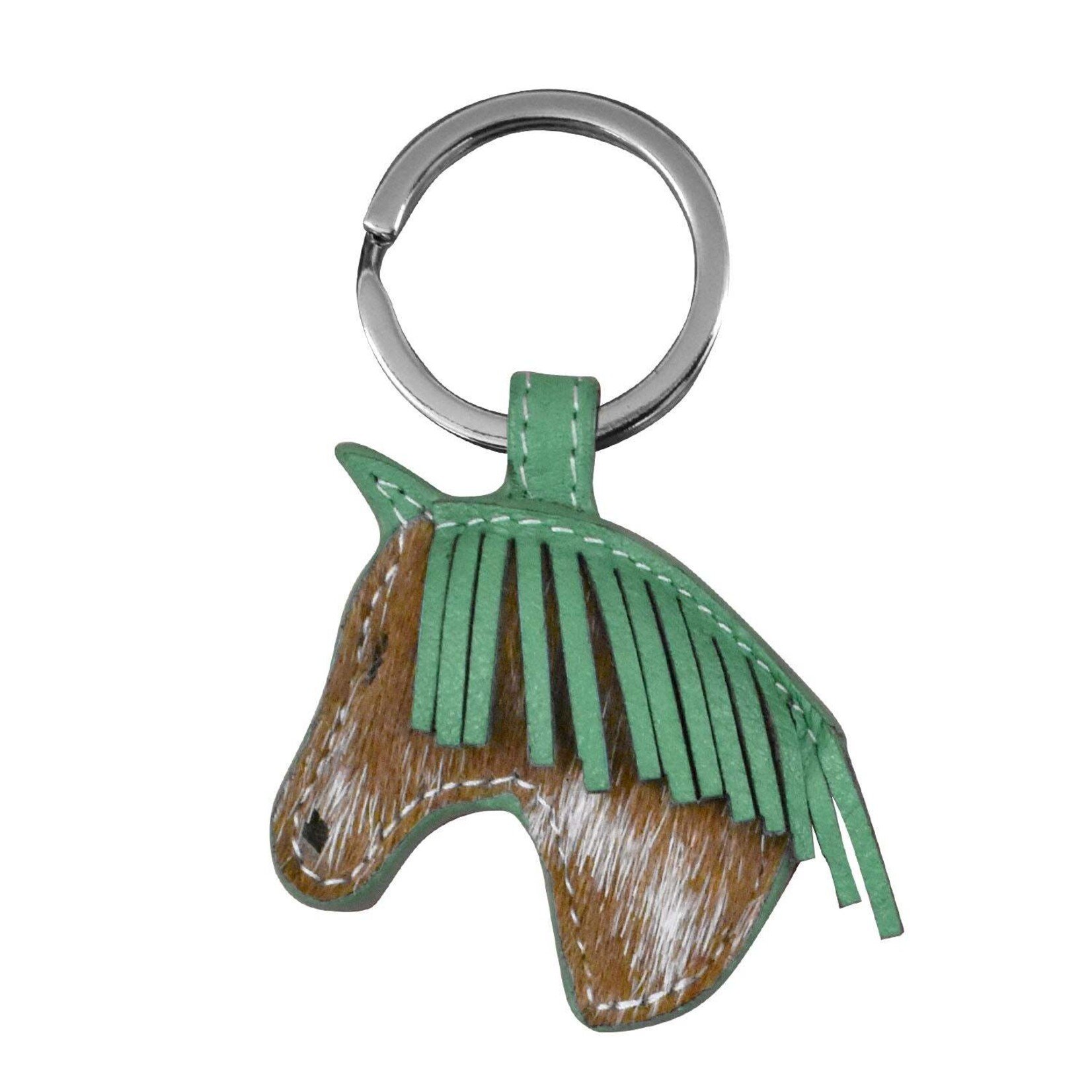 Leather Handbags and Accessories 6177 Turquoise Horse Head Key Fob