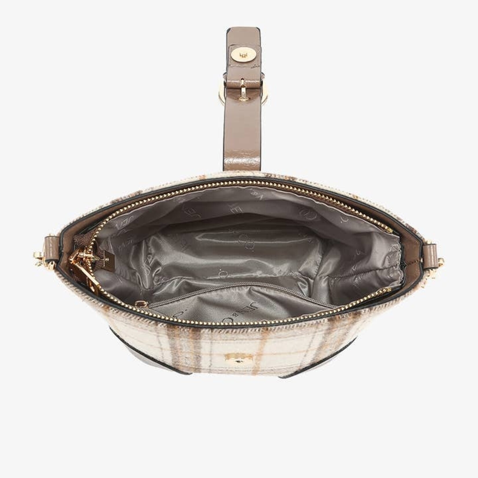 Jen & Co M2736 Georgina Plaid Contrast Bucket Bag - Pink/Grey