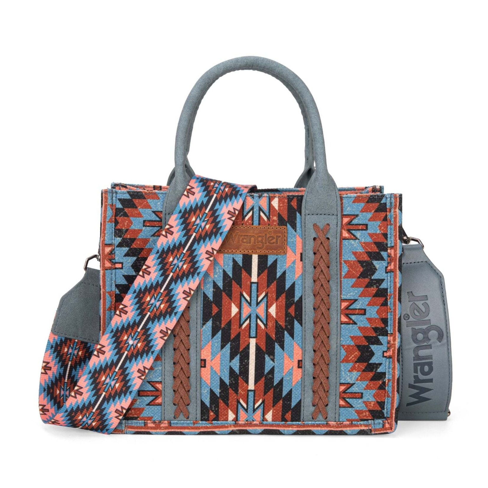 Wrangler WG2213-8120SNY - Navy - Wrangler Southwestern Pattern Tote / Crossbody