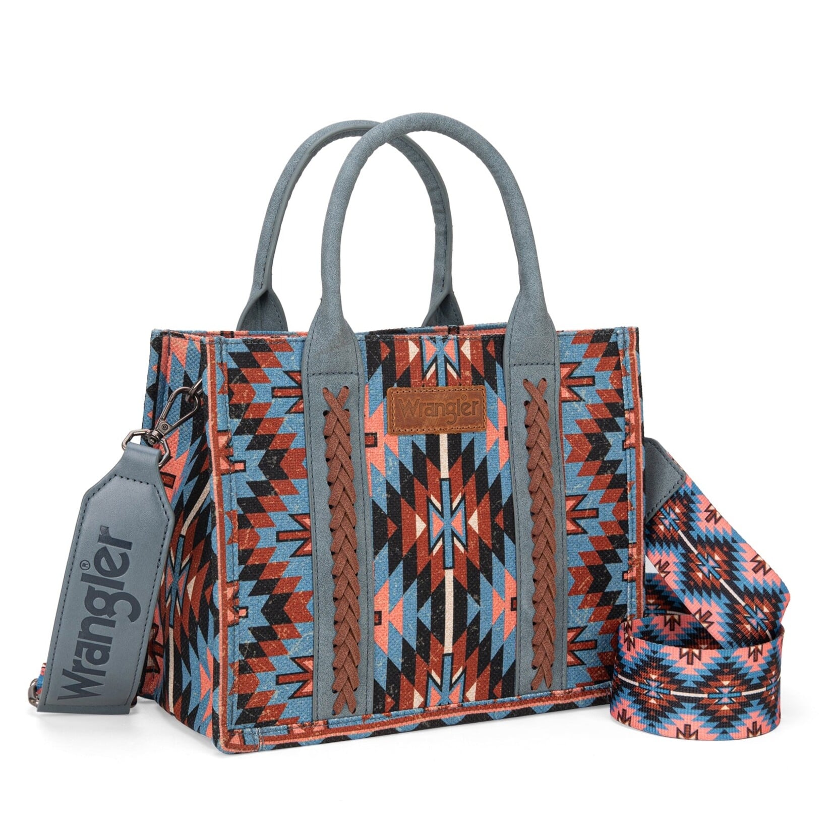 Wrangler WG2213-8120S - Navy - Wrangler Southwestern Pattern Tote / Crossbody