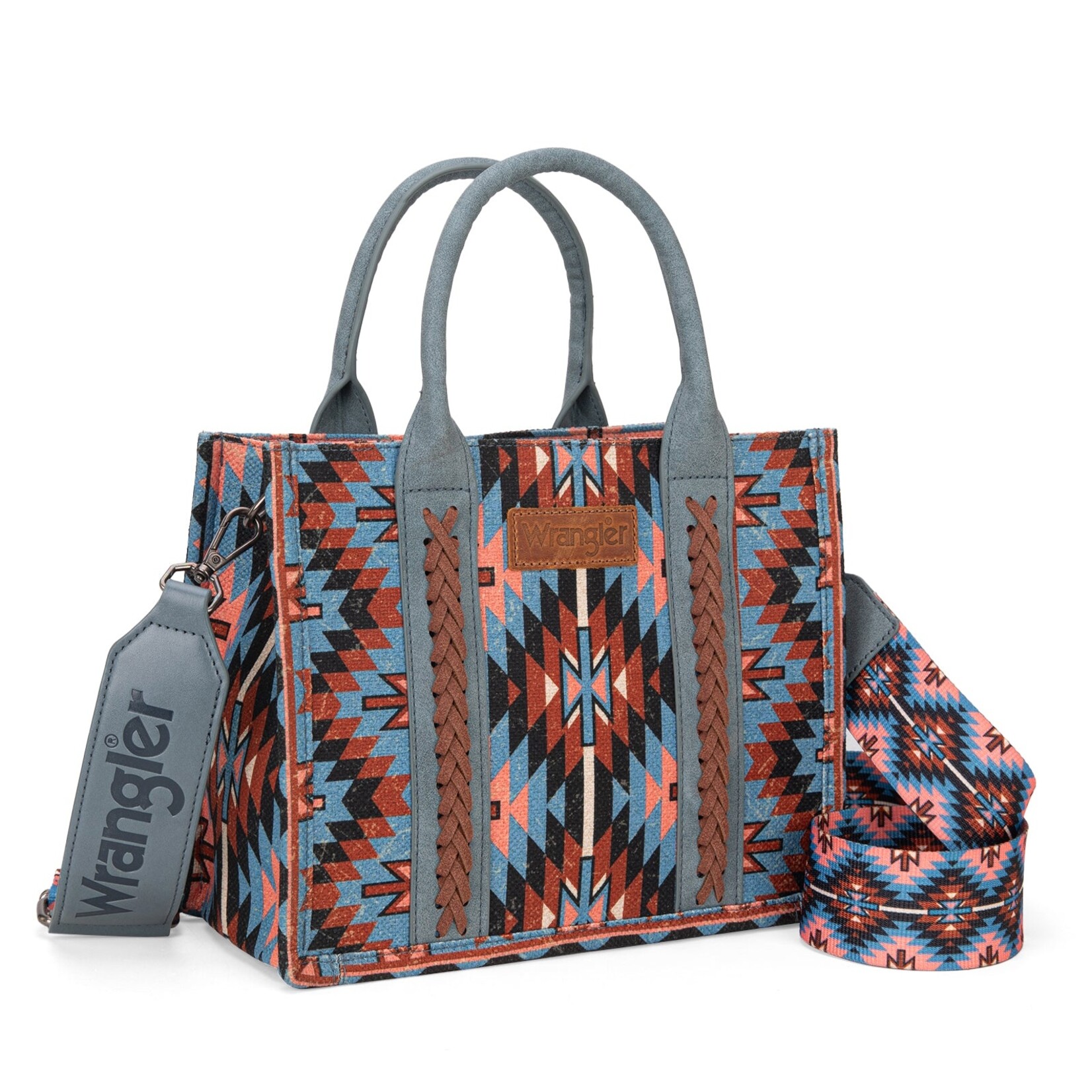 Wrangler WG2213-8120SNY - Navy - Wrangler Southwestern Pattern Tote / Crossbody
