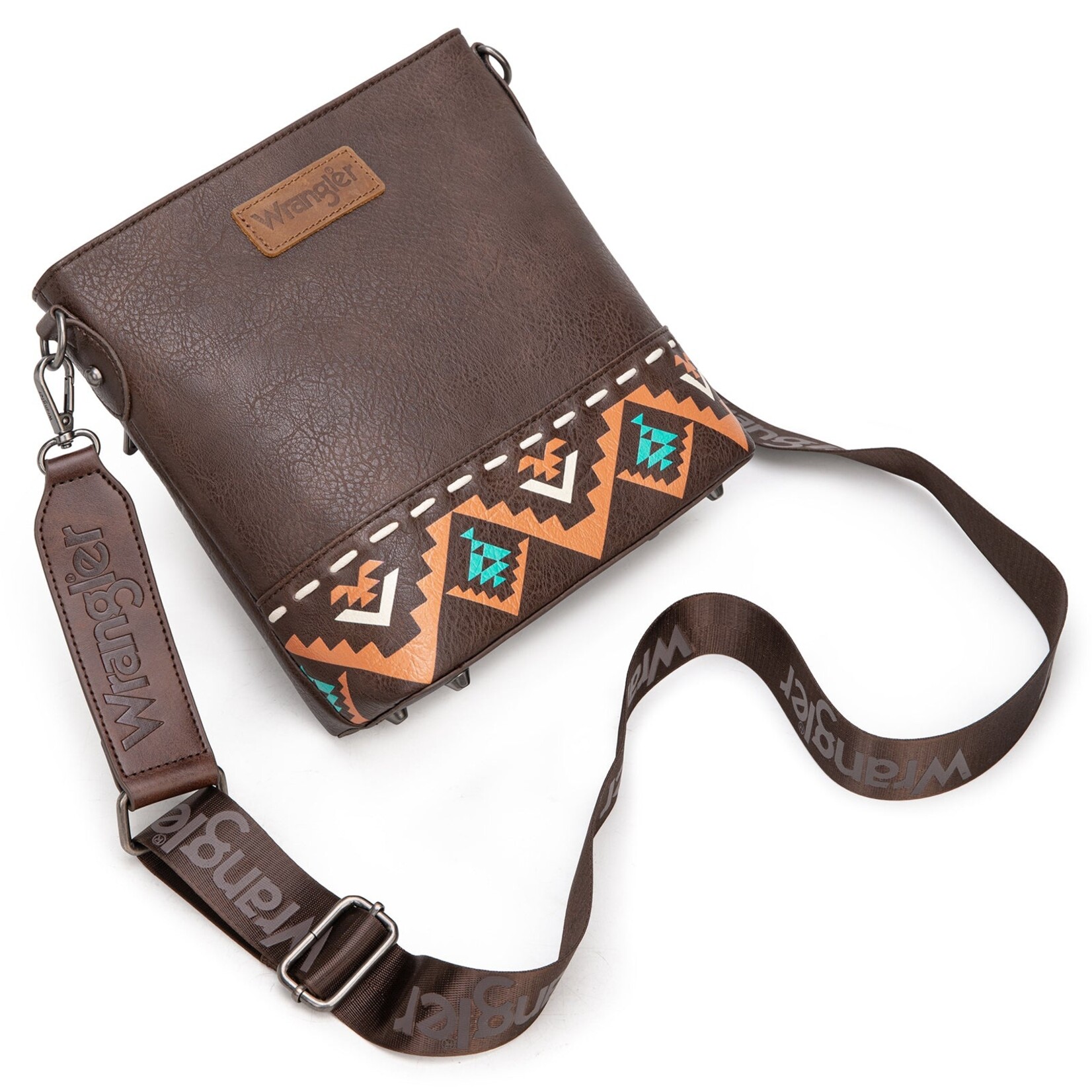 Montana West USA WG297G-8360CF - Coffee - Wrangler Aztec Print Crossbody Bag