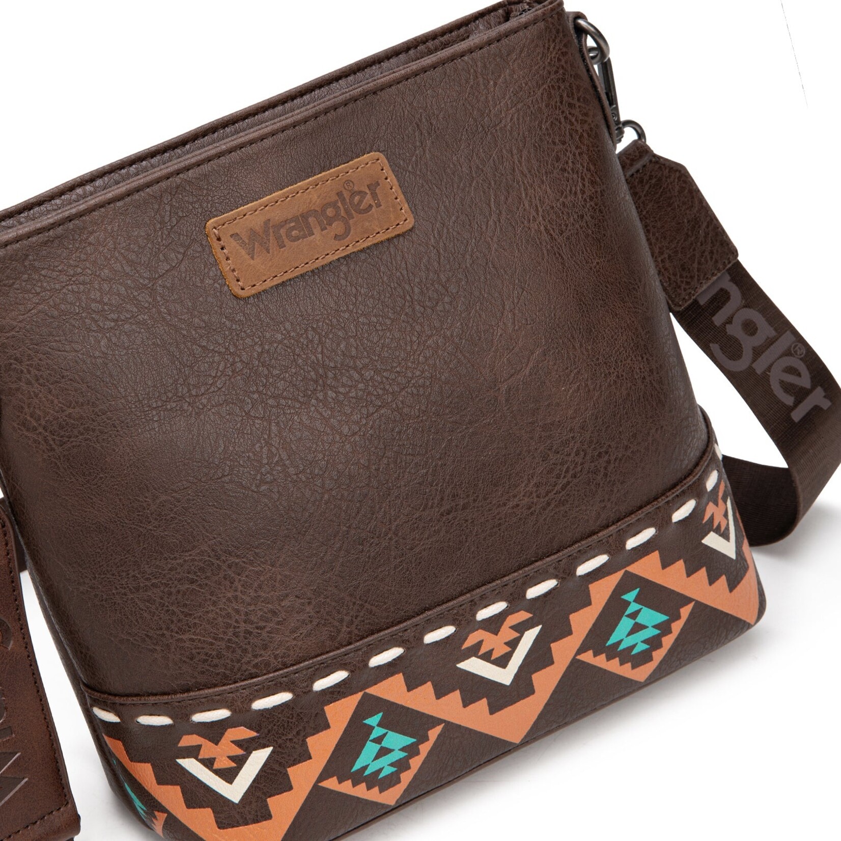 Montana West USA WG297G-8360CF - Coffee - Wrangler Aztec Print Crossbody Bag