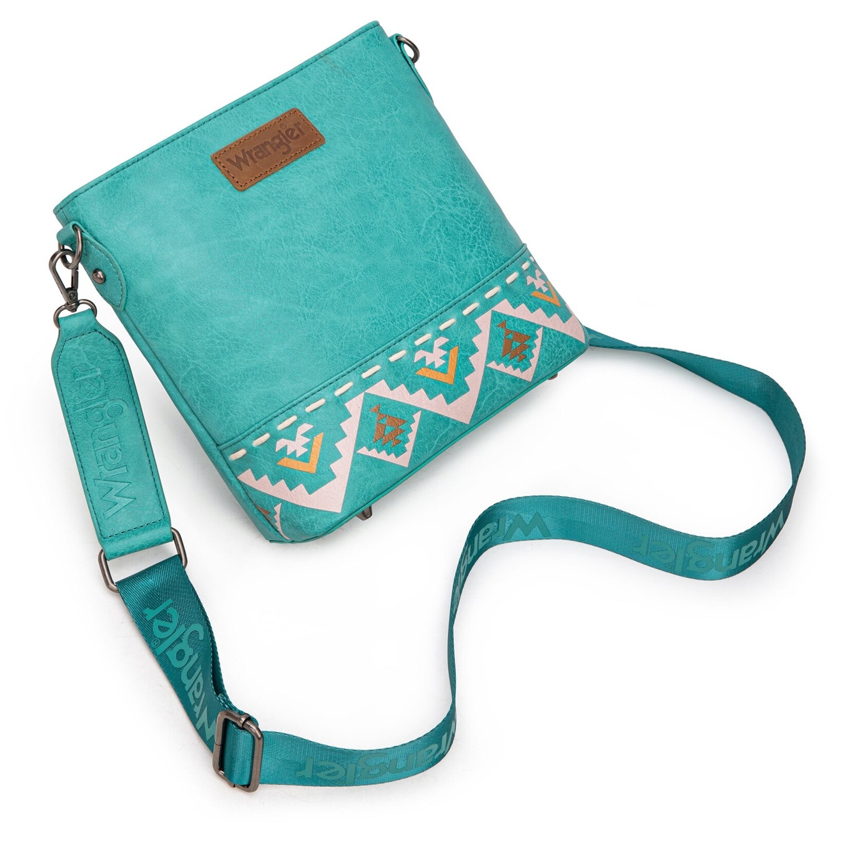 Montana West USA WG297G-8360TQ - Turquoise - Wrangler Aztec Print Crossbody Bag