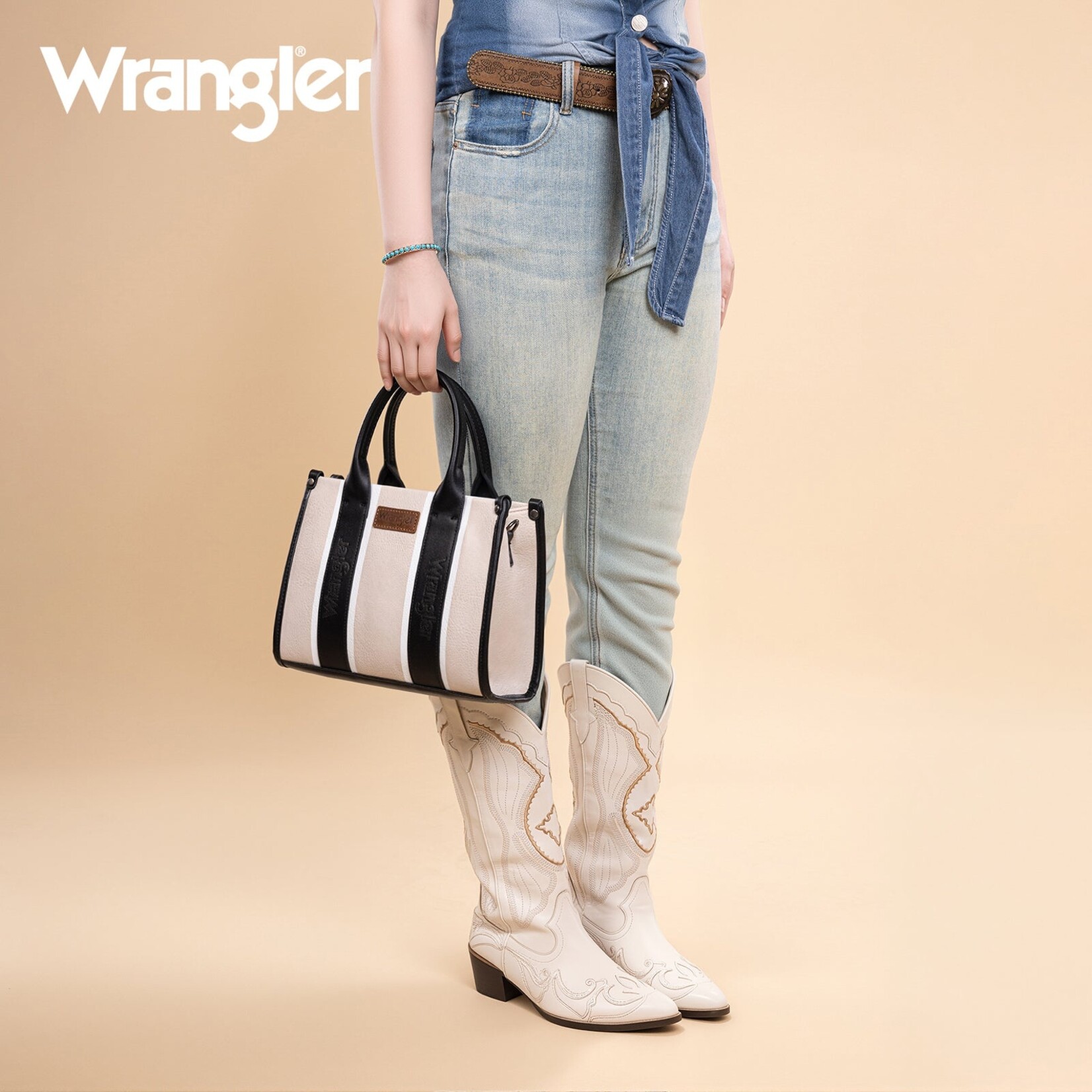 Montana West USA WG208-8120SBK - Black - Wrangler Color Block Tote/Crossbody