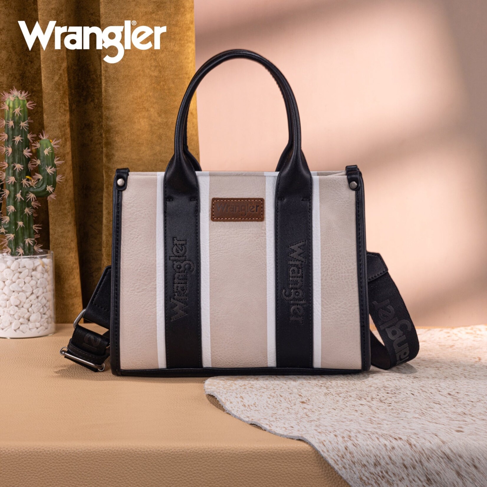 Montana West USA WG208-8120SBK - Black - Wrangler Color Block Tote/Crossbody
