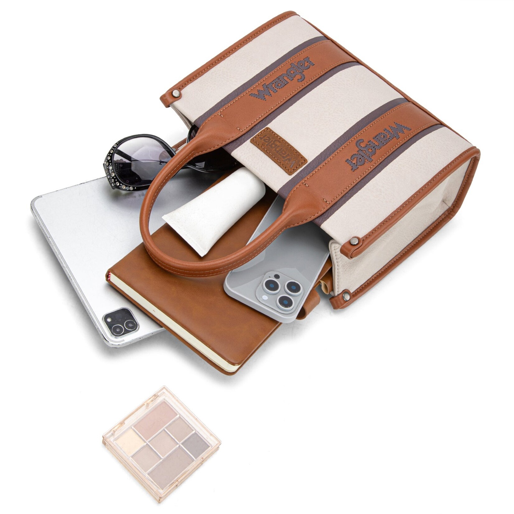 Montana West USA WG208-8120SBR - Brown - Wrangler Color Block Tote/Crossbody