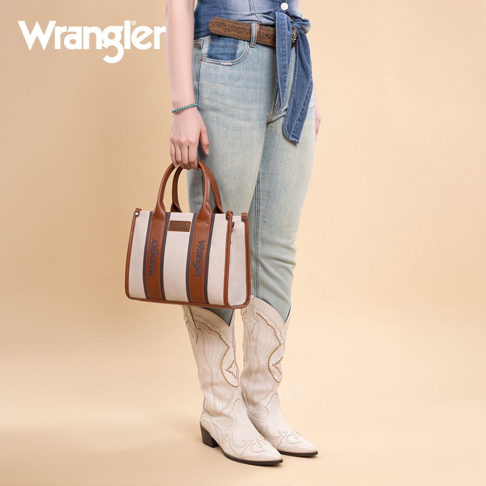 Montana West USA WG208-8120SBR - Brown - Wrangler Color Block Tote/Crossbody
