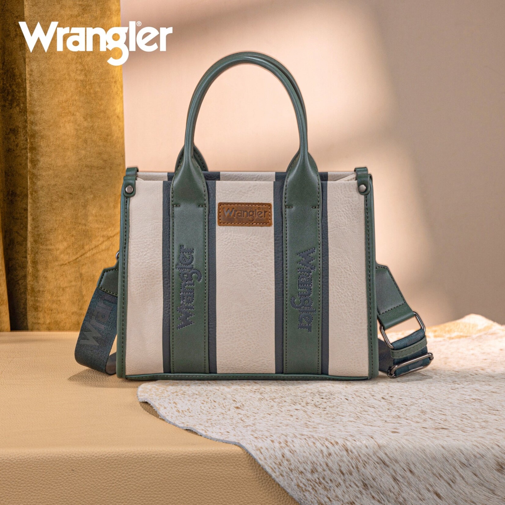 Montana West USA WG208-8120SGN - Green - Wrangler Color Block Tote/Crossbody