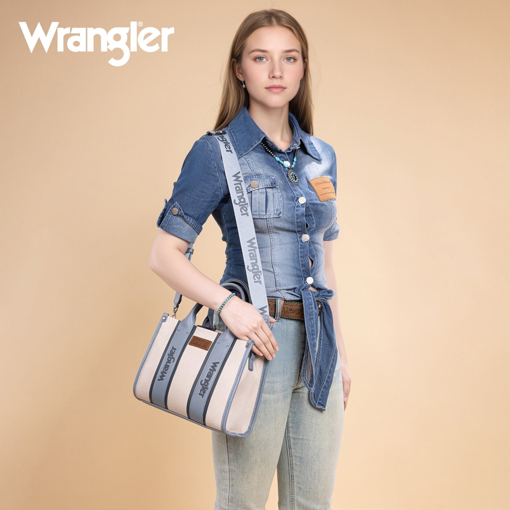 Montana West USA WG208-8120SJN - Jean - Wrangler Color Block Tote/Crossbody