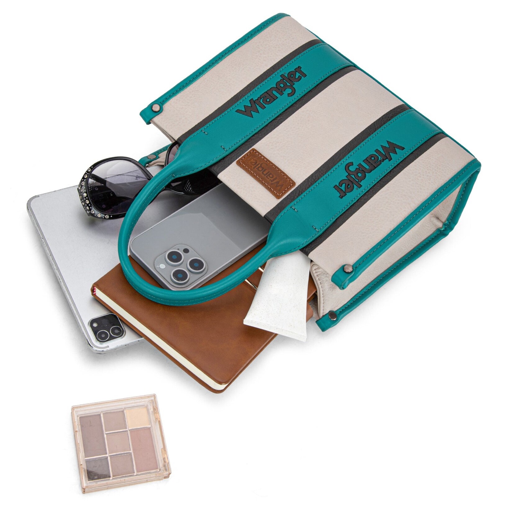Montana West USA WG208-8120STQ - Turquoise - Wrangler Color Block Tote/Crossbody