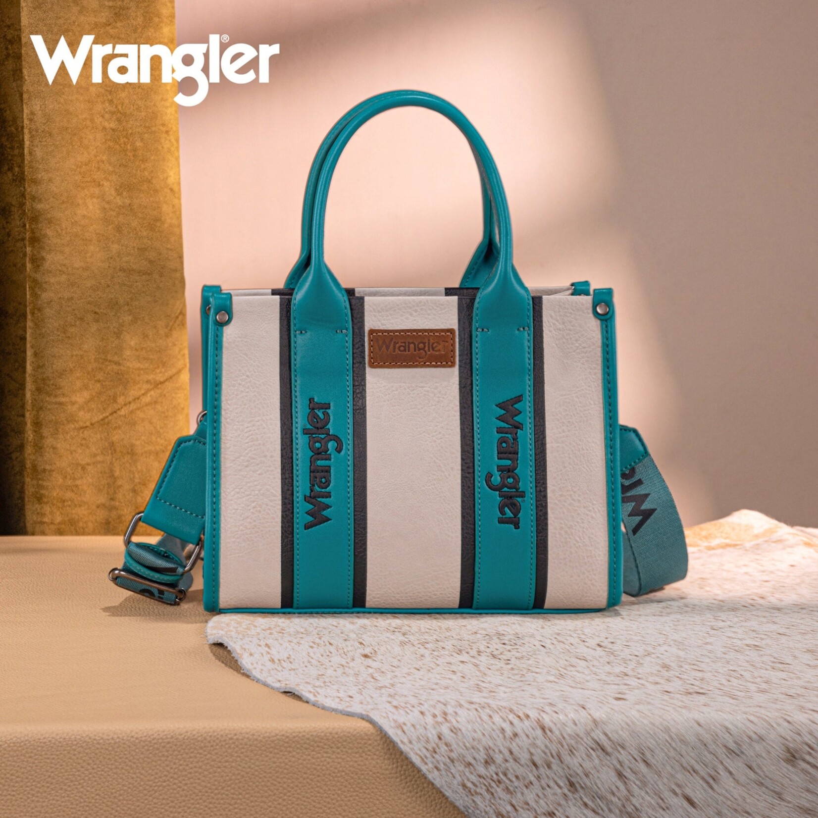 Montana West USA WG208-8120STQ - Turquoise - Wrangler Color Block Tote/Crossbody