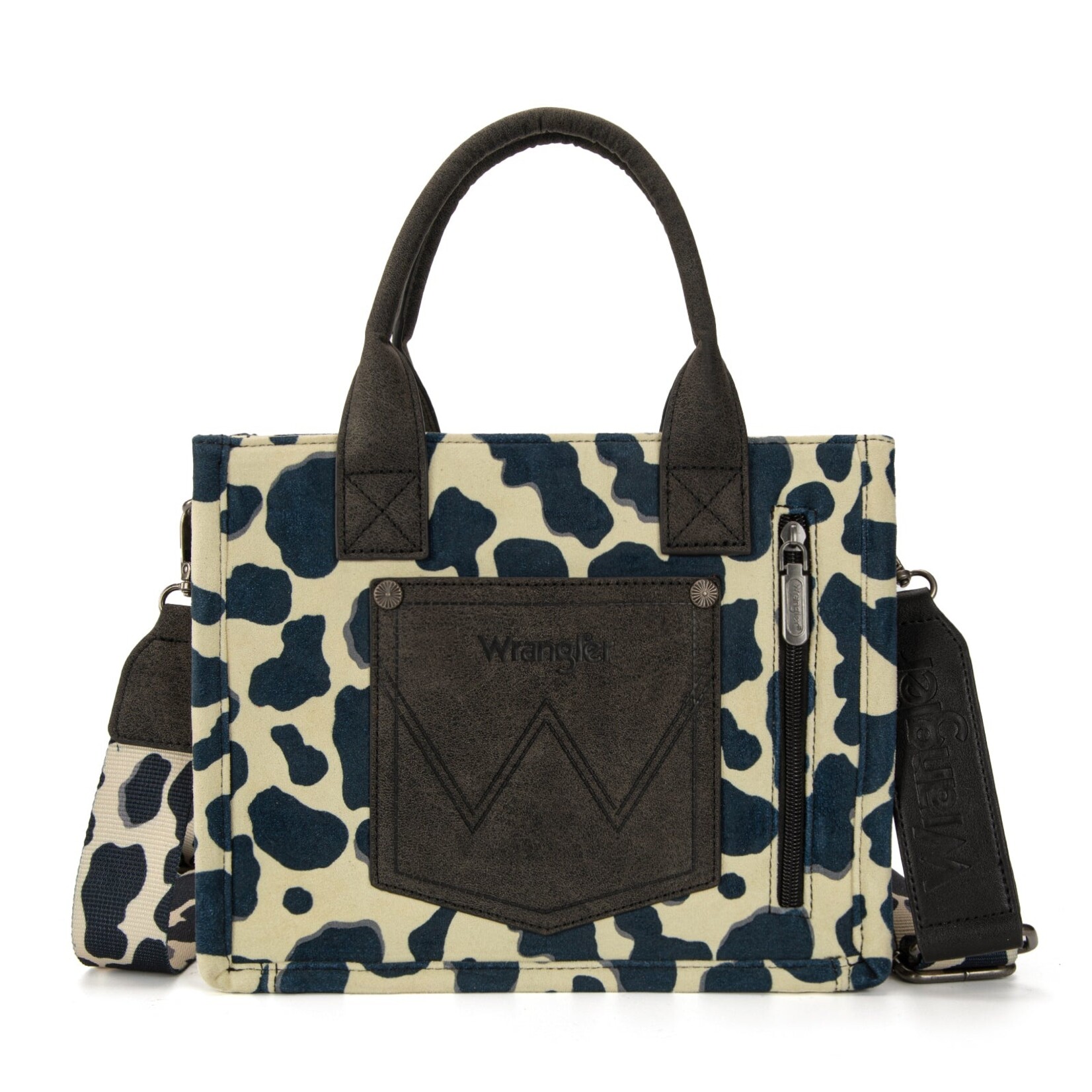 Montana West USA WG264-8120BK - Black - Wrangler Cow Print CC Tote/Crossbody