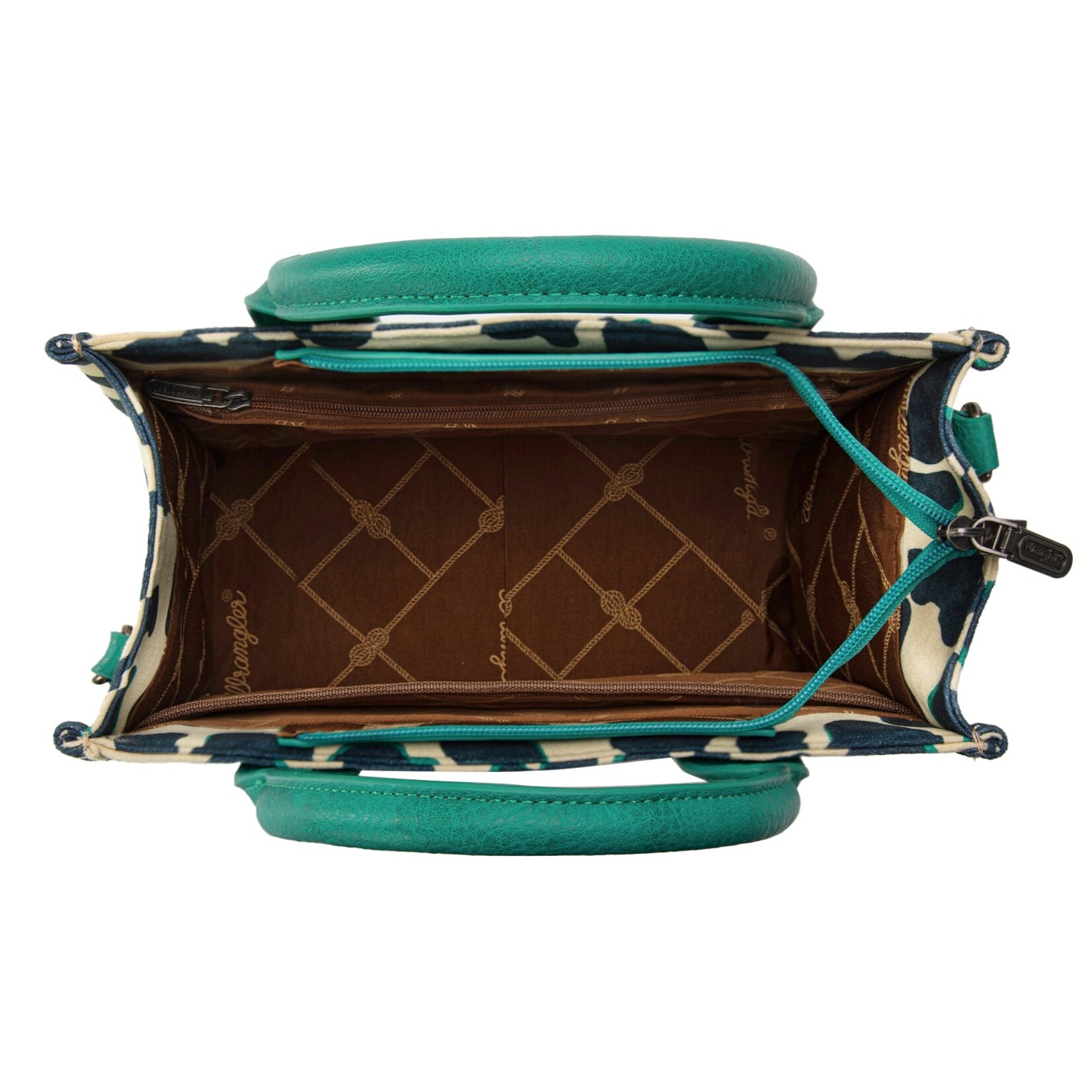 Montana West USA WG264-8120DTQ - Dark Turquoise - Wrangler Cow Print CC Tote/Crossbody