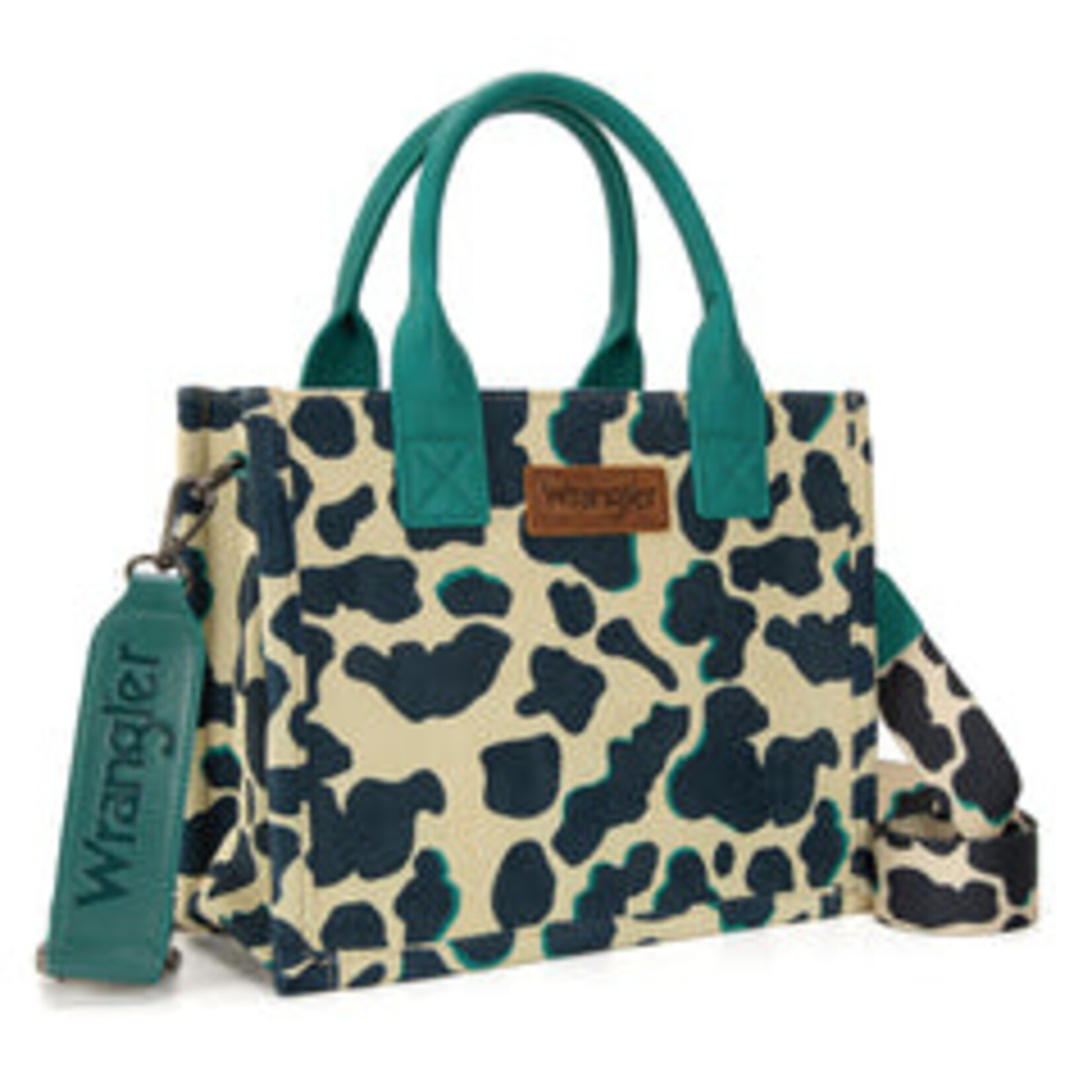 Montana West USA WG264-8120DTQ - Dark Turquoise - Wrangler Cow Print CC Tote/Crossbody