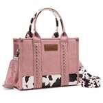 Montana West USA WG102-8120SPK - Hot Pink - Wrangler Cow Print CC Tote / Crossbody