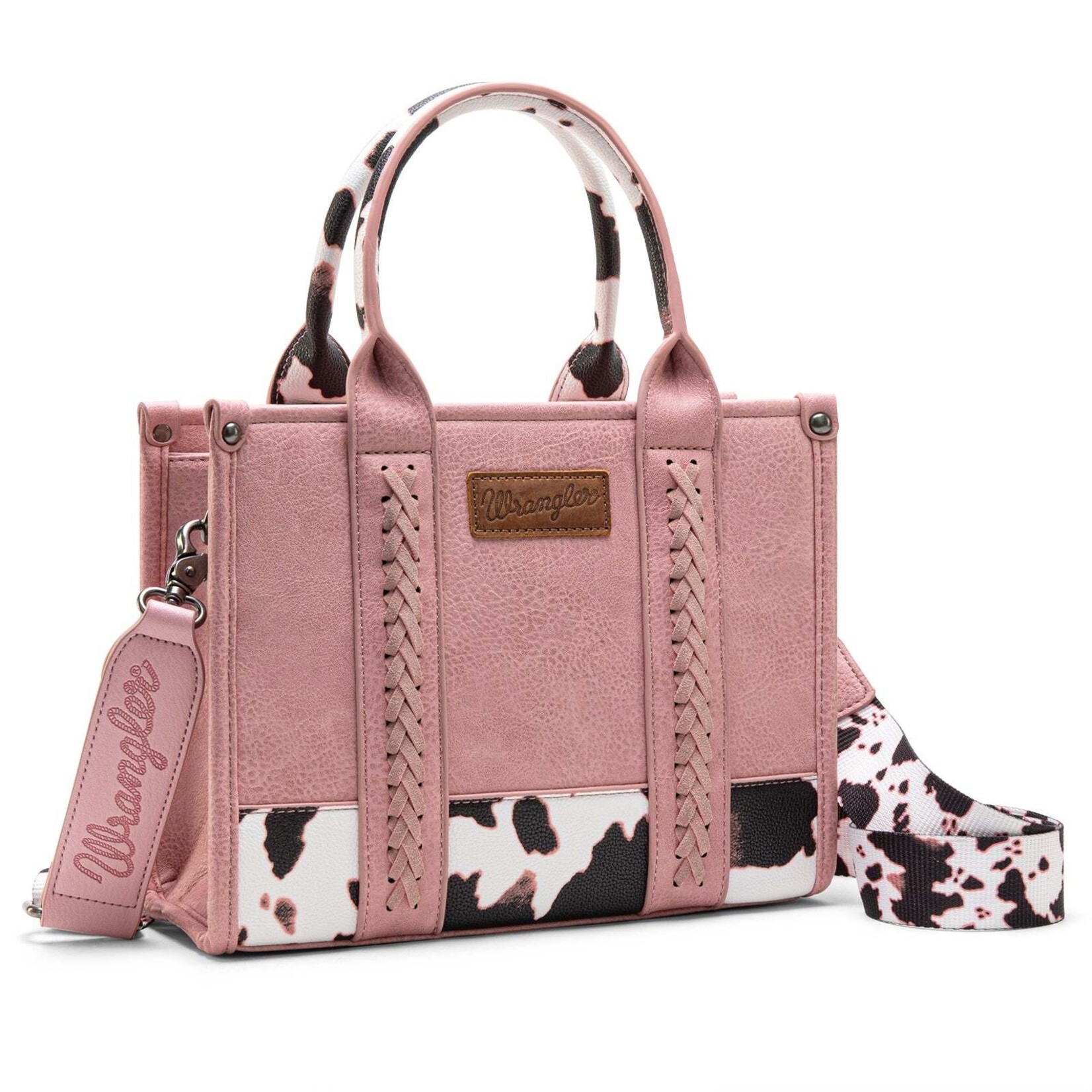 Montana West USA WG102-8120SPK - Hot Pink - Wrangler Cow Print CC Tote / Crossbody