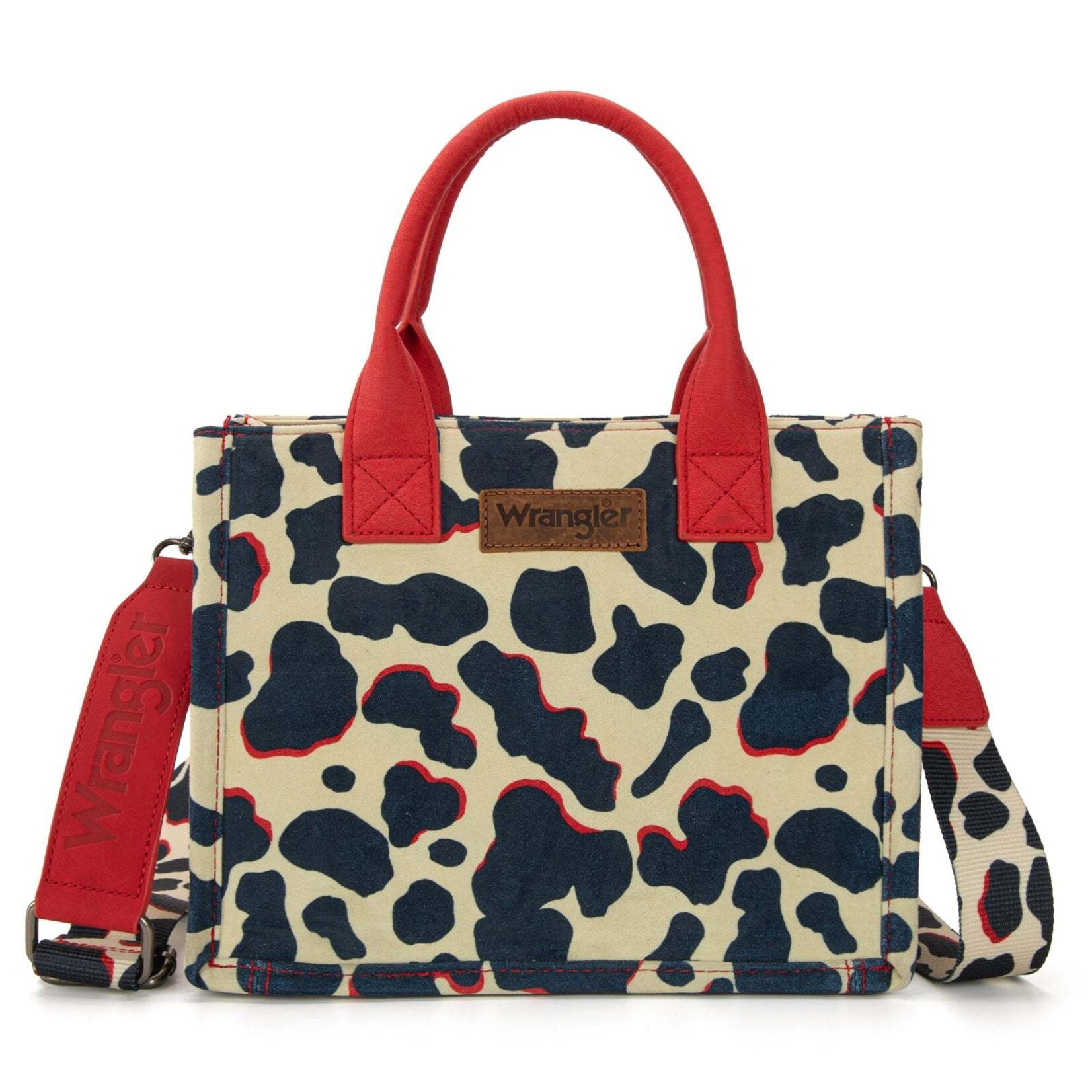 Montana West USA WG264-8120RD - Red - Wrangler Cow Print CC Tote/Crossbody