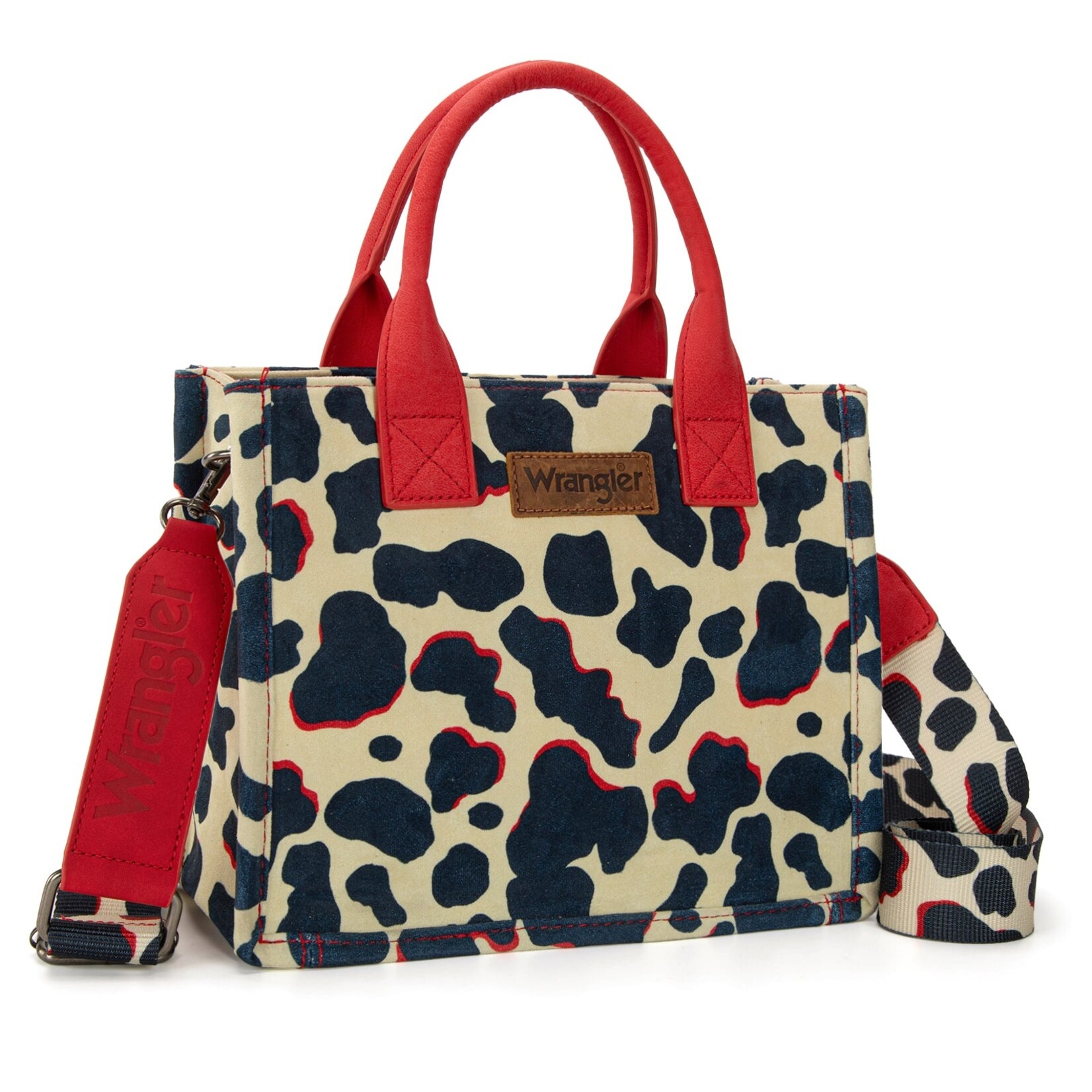 Montana West USA WG264-8120RD - Red - Wrangler Cow Print CC Tote/Crossbody