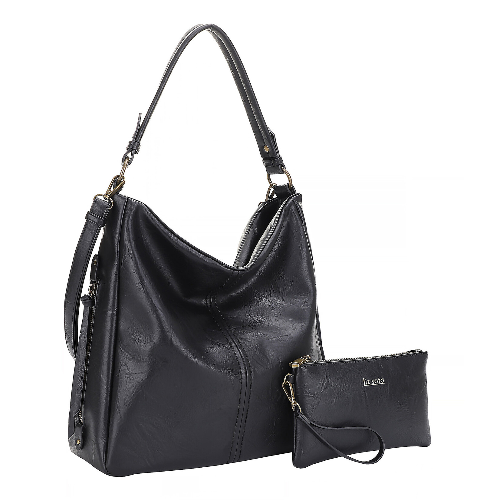 Liz Soto 3321 Black - Madison Hobo with detachable wristlet
