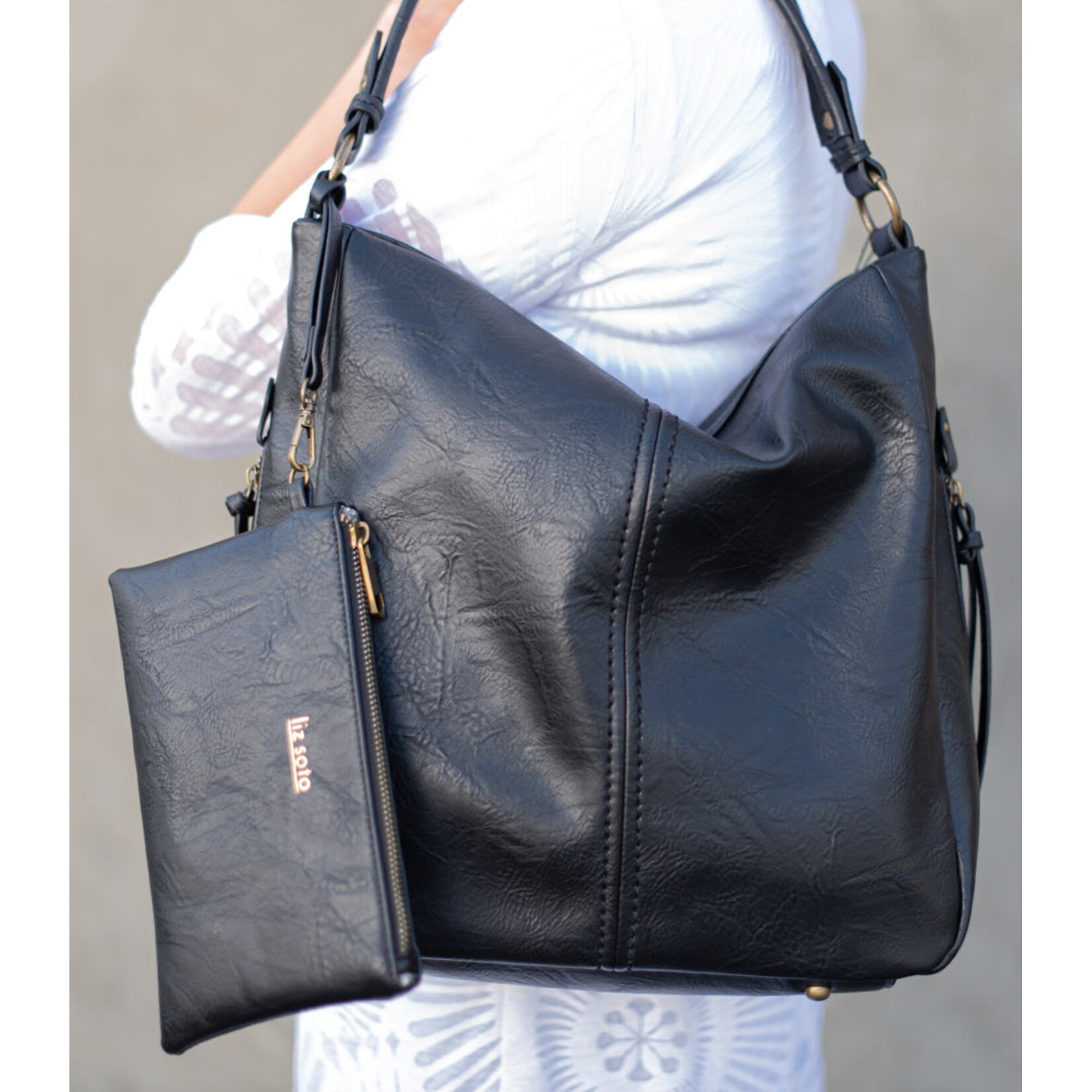 Liz Soto 3321 Denim - Madison Hobo with detachable wristlet