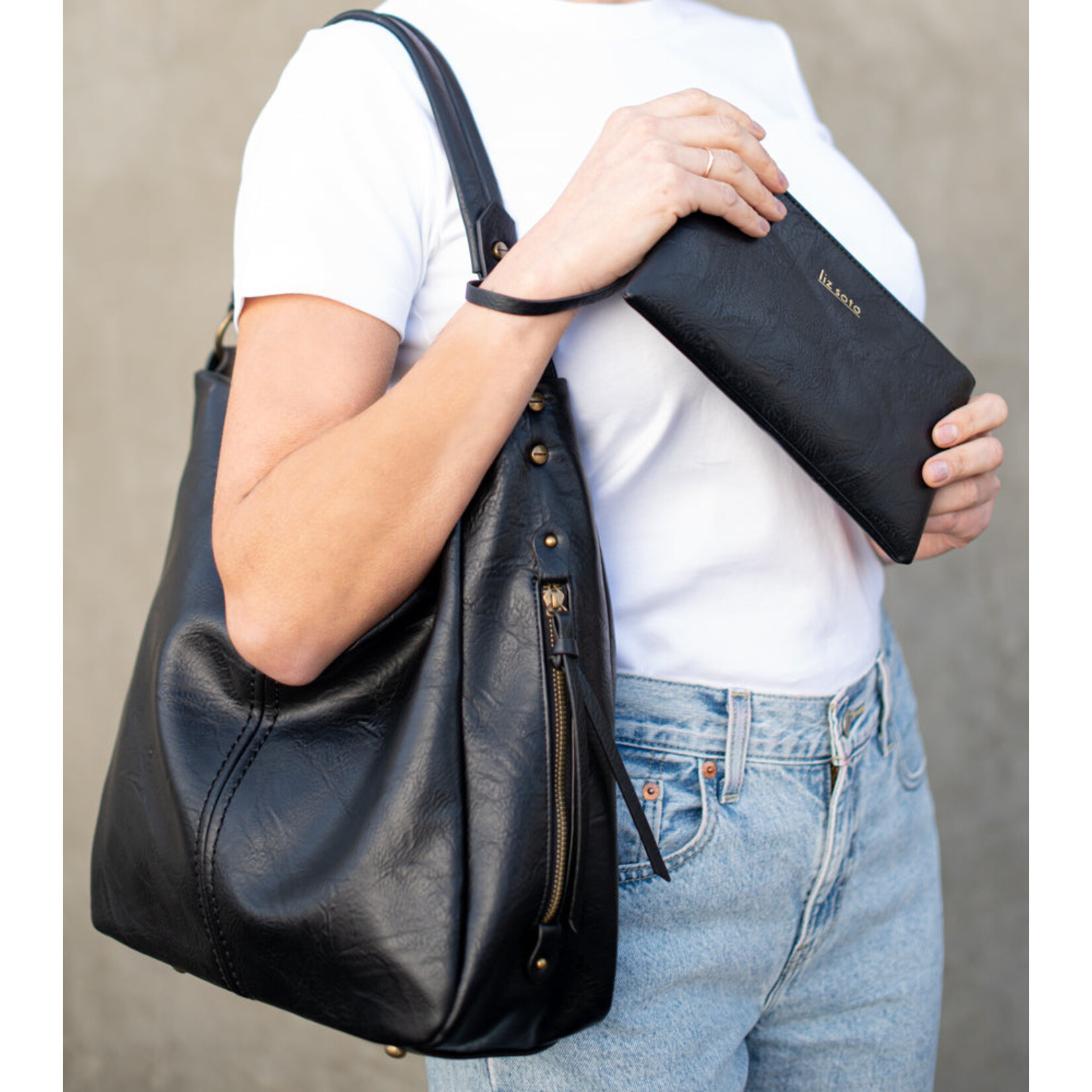 Liz Soto 3321 Denim - Madison Hobo with detachable wristlet