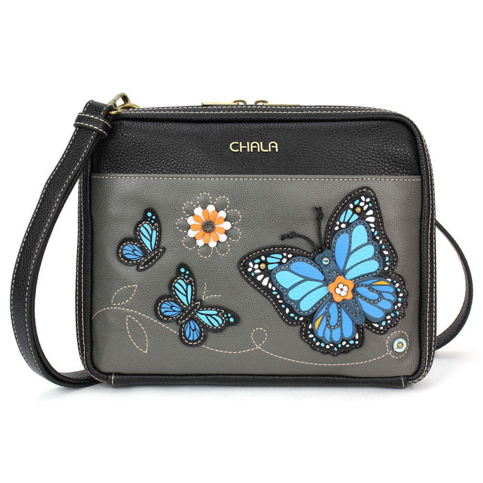 Chala Companion Organizer Crossbody - Blue Butterfly