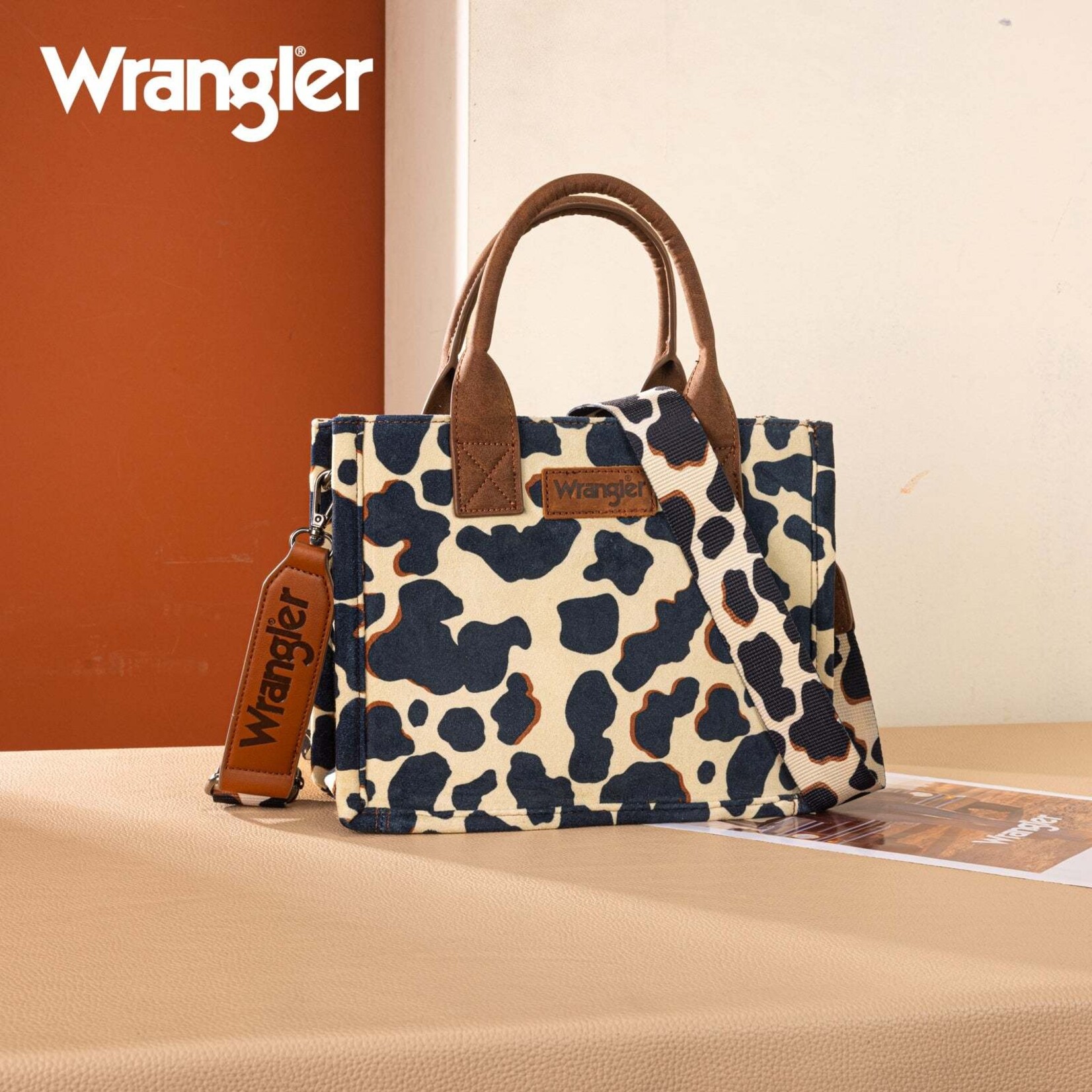 Montana West USA SP-WG264-8120BR - Brown - Wrangler Cow Print CC Tote/Crossbody