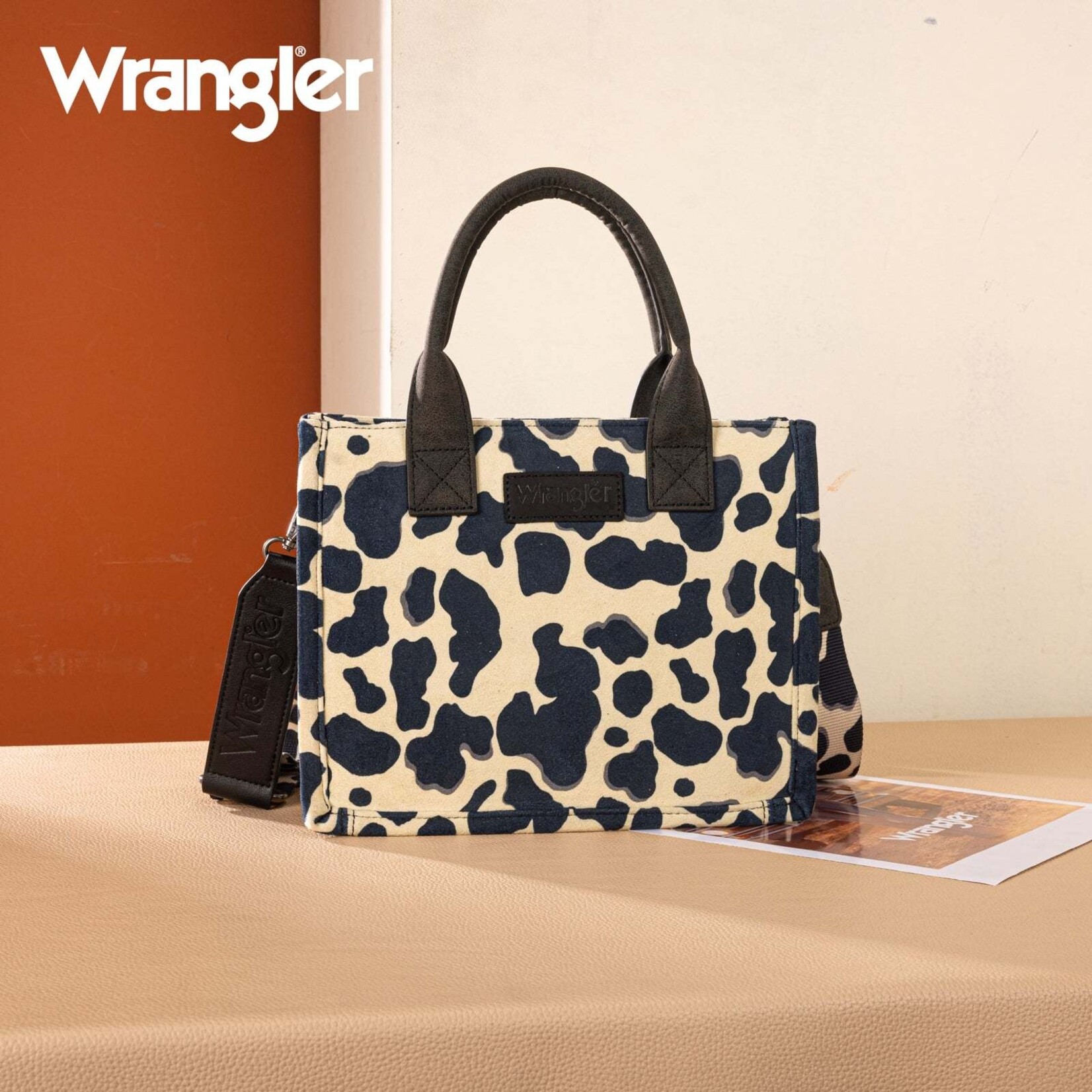 Montana West USA SP-WG264-8120BK - Black - Wrangler Cow Print CC Tote/Crossbody