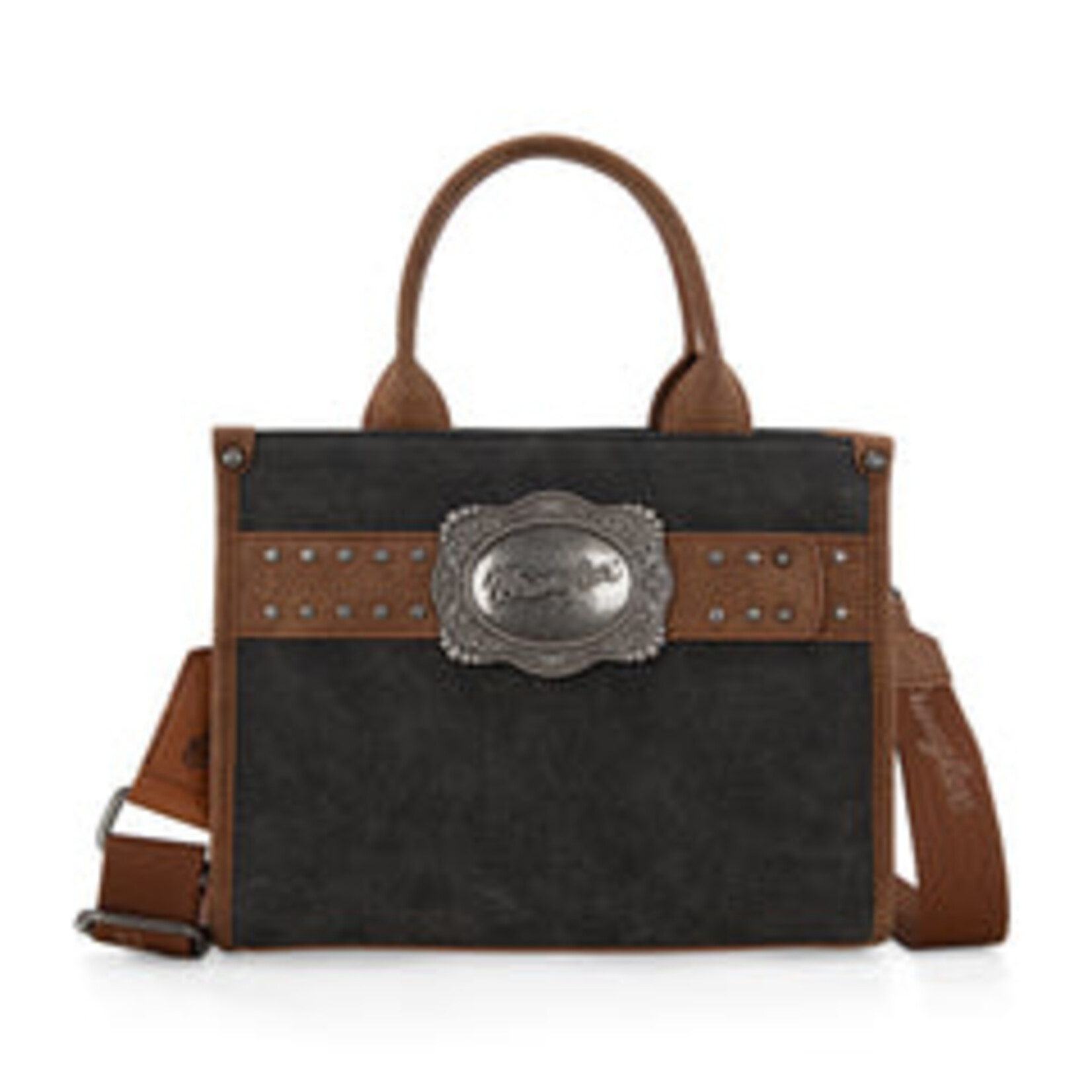Wrangler WG250-81202BK - Black - Wrangler Buckle Tote / Crossbody