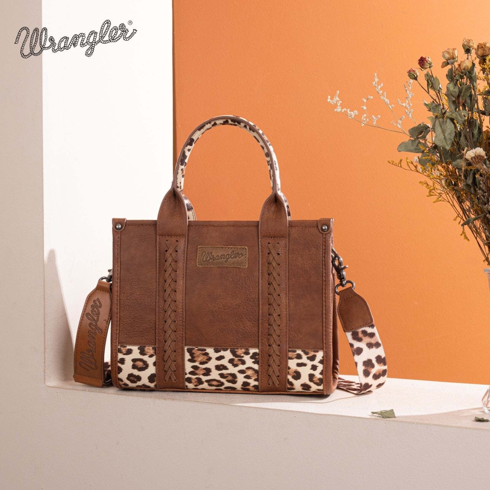 Montana West USA WG102-8120S - Light Brown - Wrangler Leopard Print CC Tote / Crossbody