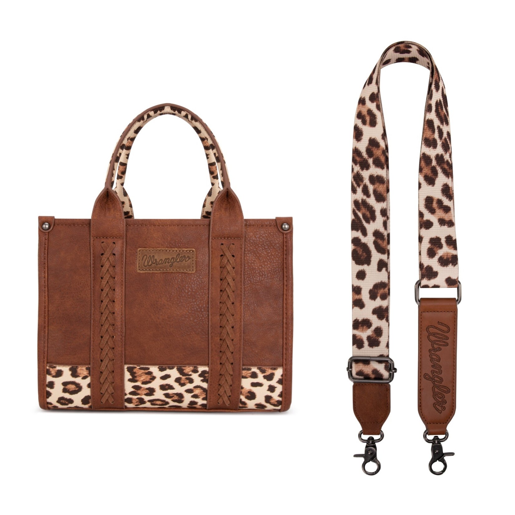 Montana West USA WG102-8120S - Light Brown - Wrangler Leopard Print CC Tote / Crossbody