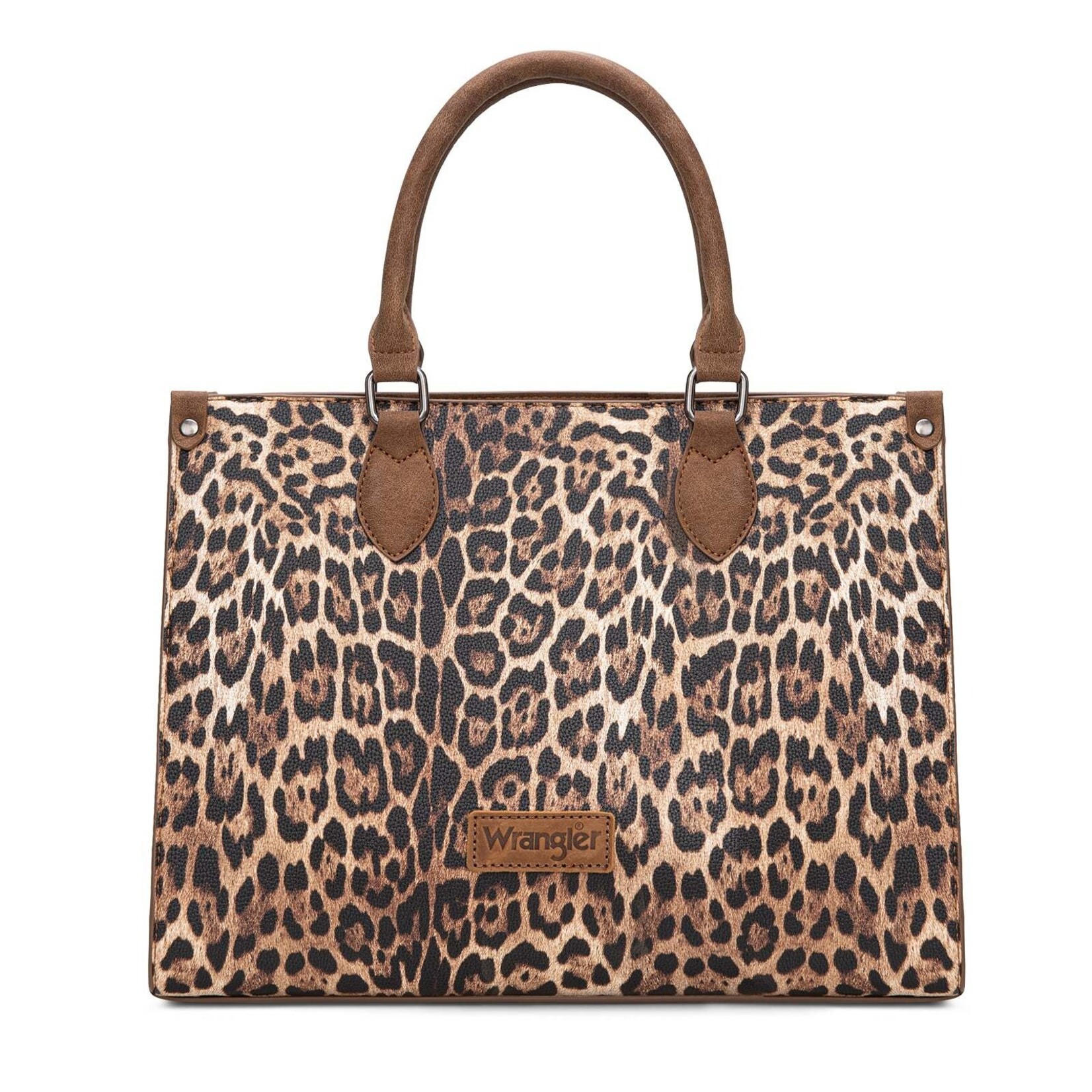 Montana West USA WG296-8625BR - Brown - Wrangler Leopard Print Wide Tote / Crossbody