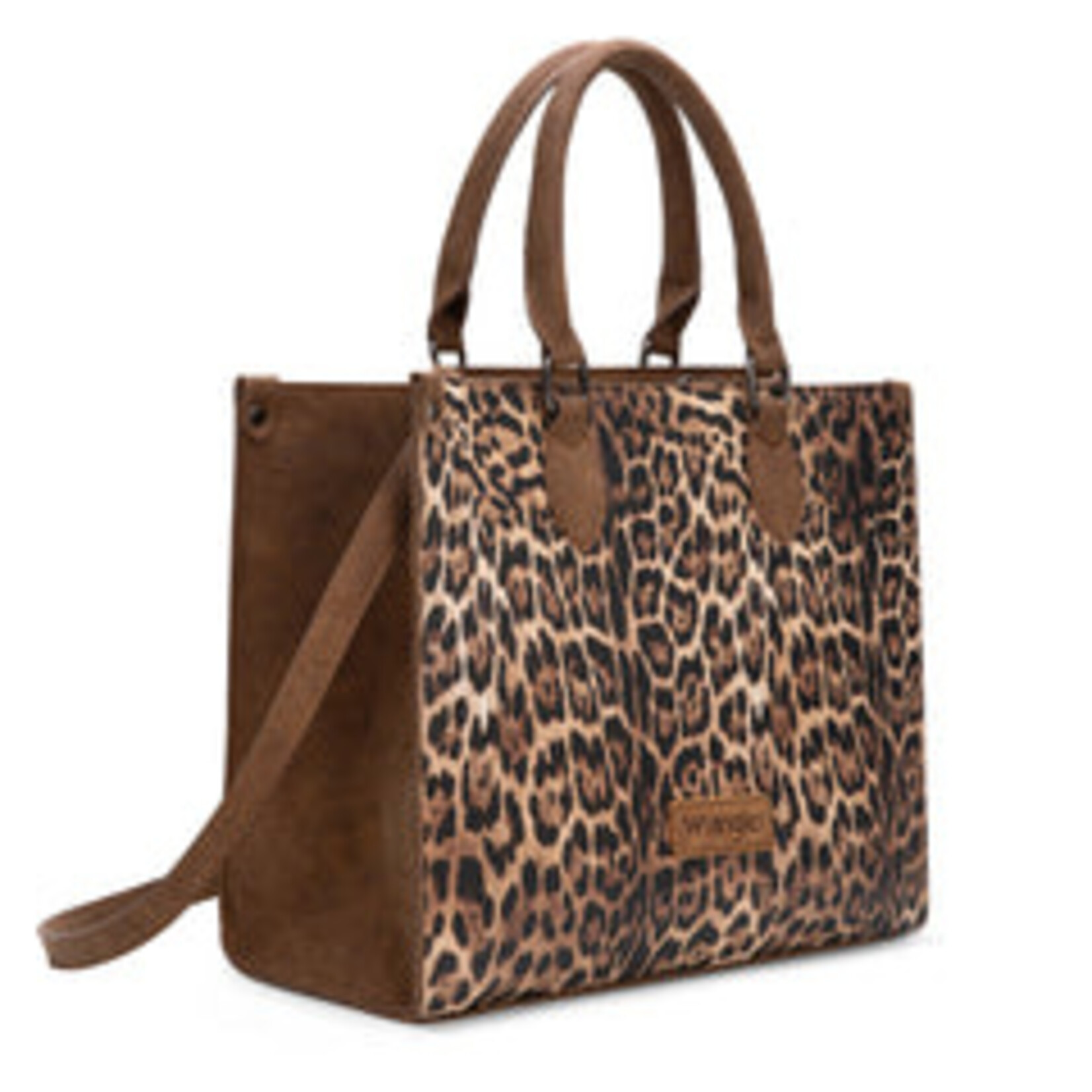 Montana West USA WG296-8625BR - Brown - Wrangler Leopard Print Wide Tote / Crossbody