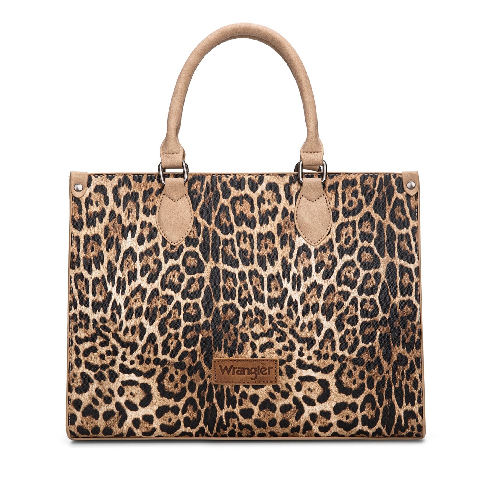 Montana West USA WG296-8625TN - Tan - Wrangler Leopard Print Wide Tote / Crossbody