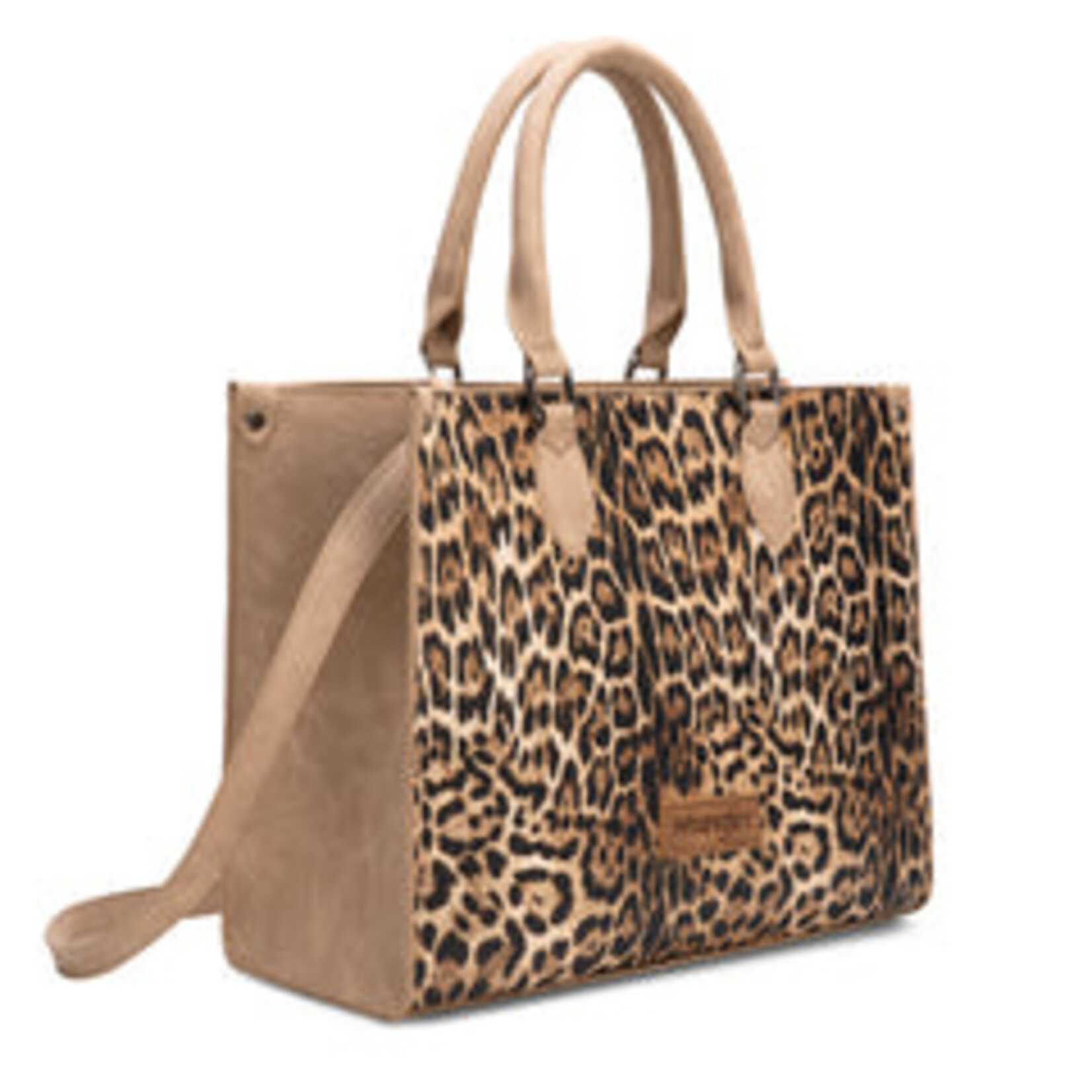 Montana West USA WG296-8625TN - Tan - Wrangler Leopard Print Wide Tote / Crossbody